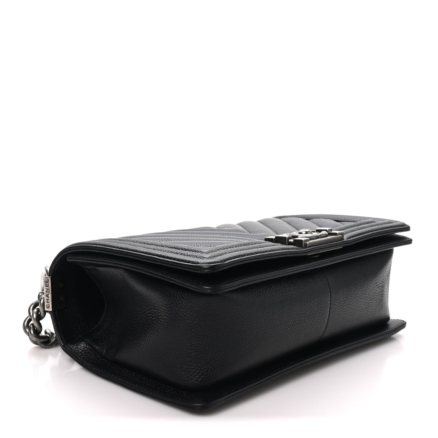 Caviar Chevron Quilted Medium Boy Flap Black — view 4