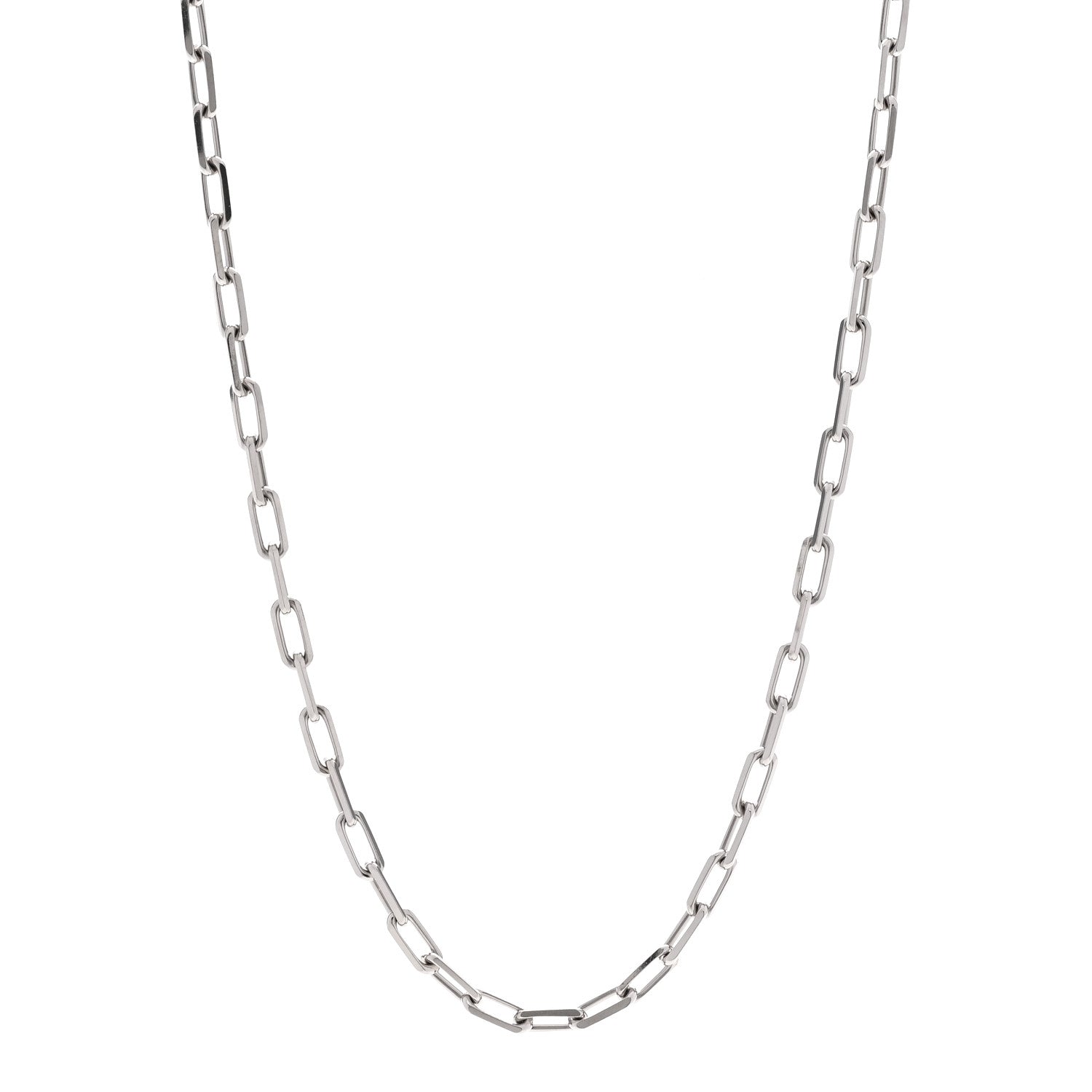 18K White Gold SM Santos De Cartier Link Necklace