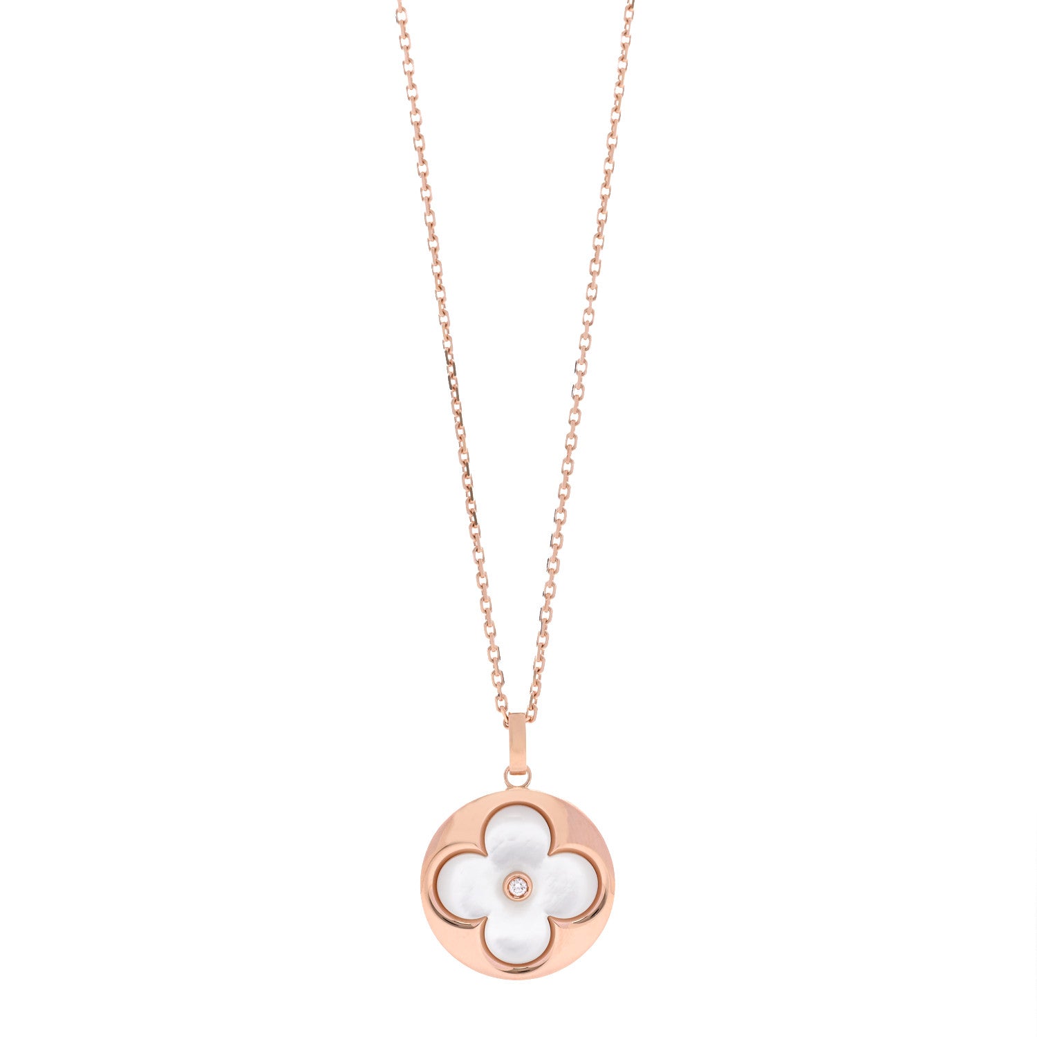 18K Pink Gold Mother of Pearl XL Blossom Sun Pendant Necklace