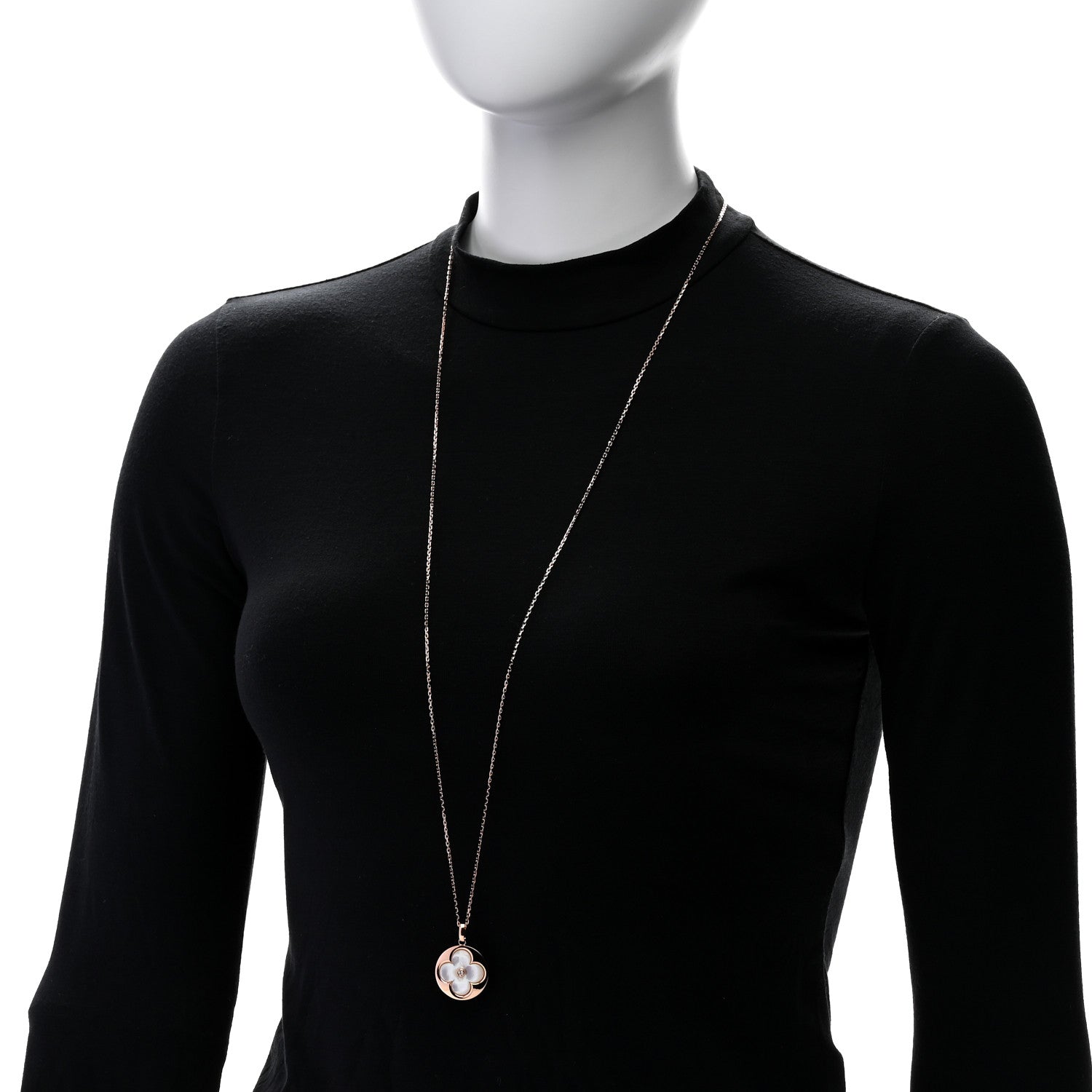 18K Pink Gold Mother of Pearl XL Blossom Sun Pendant Necklace — view 2