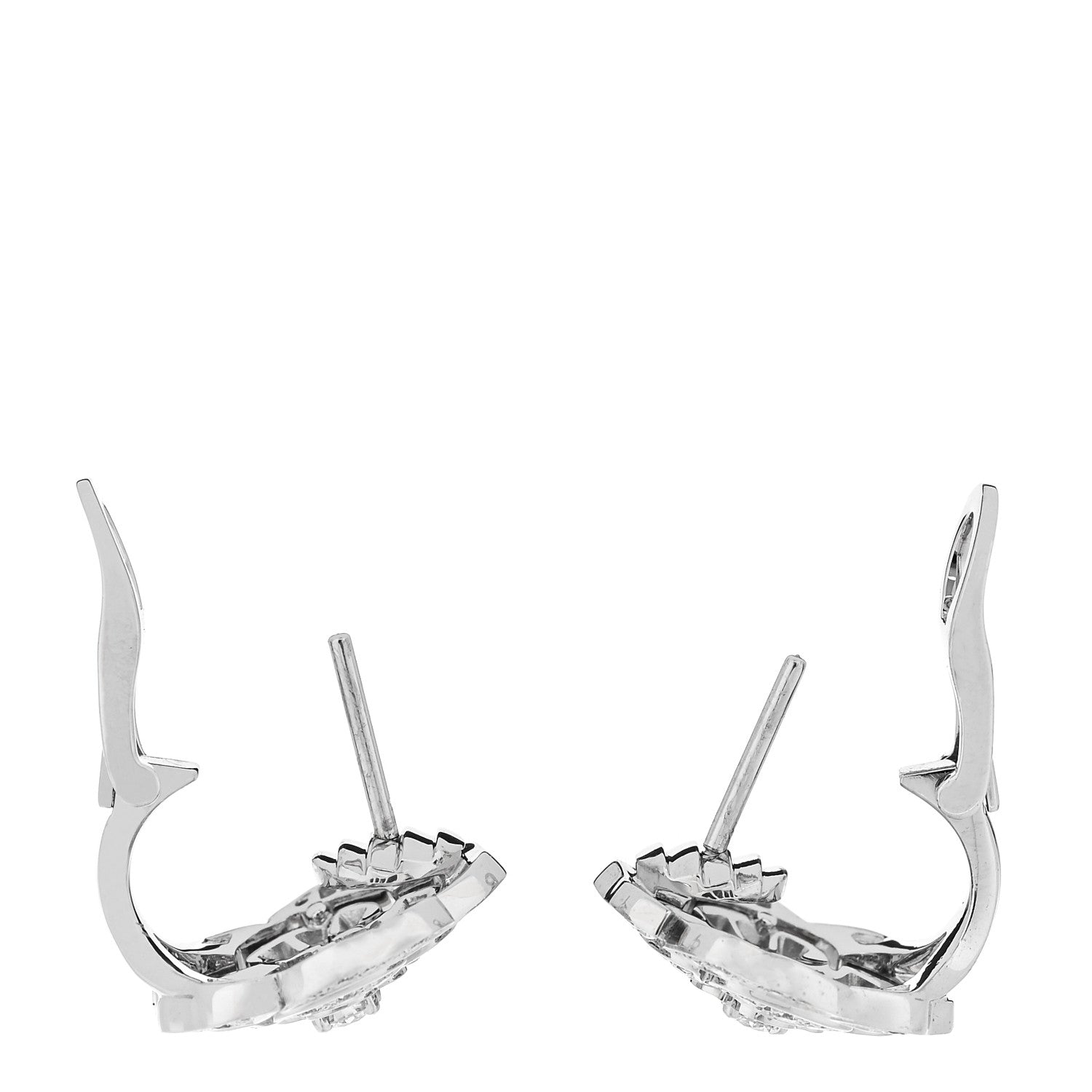 18K White Gold Diamond Bouton de Camelia Earrings — view 3