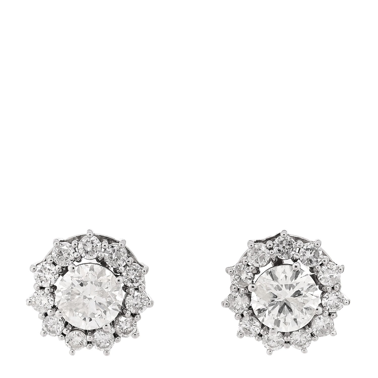 14K White Gold Diamond 3.75ctw Round Cut Halo Earrings