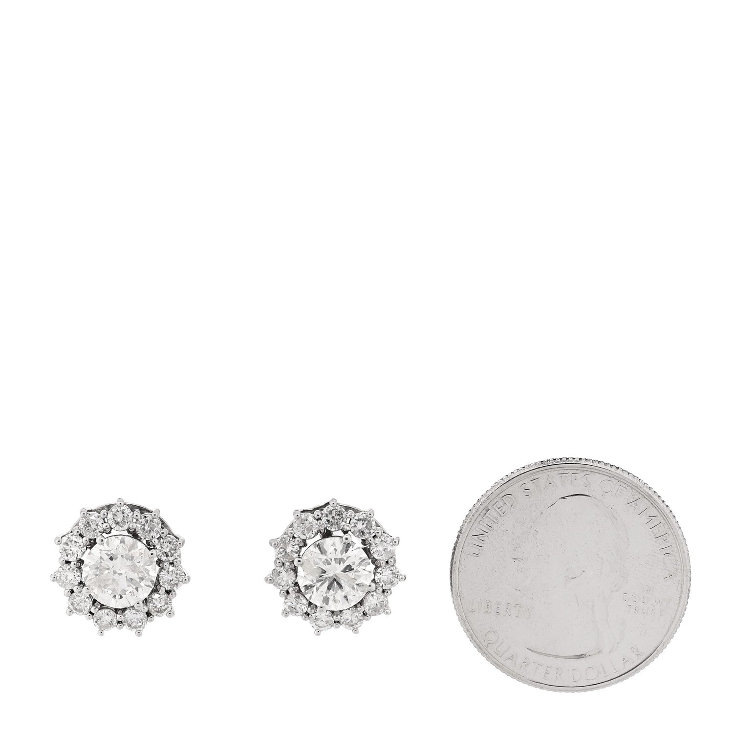 14K White Gold Diamond 3.75ctw Round Cut Halo Earrings — view 2