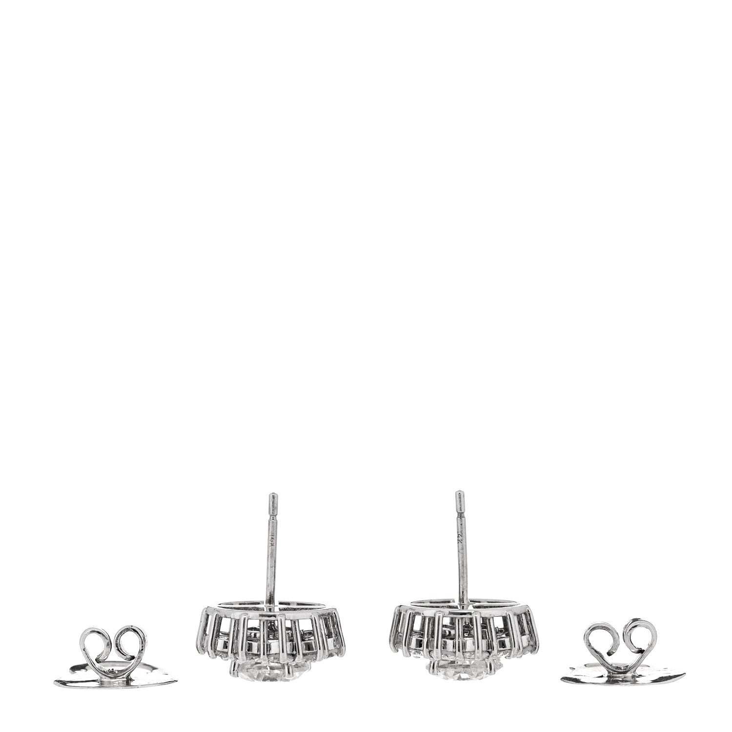 14K White Gold Diamond 3.75ctw Round Cut Halo Earrings — view 3