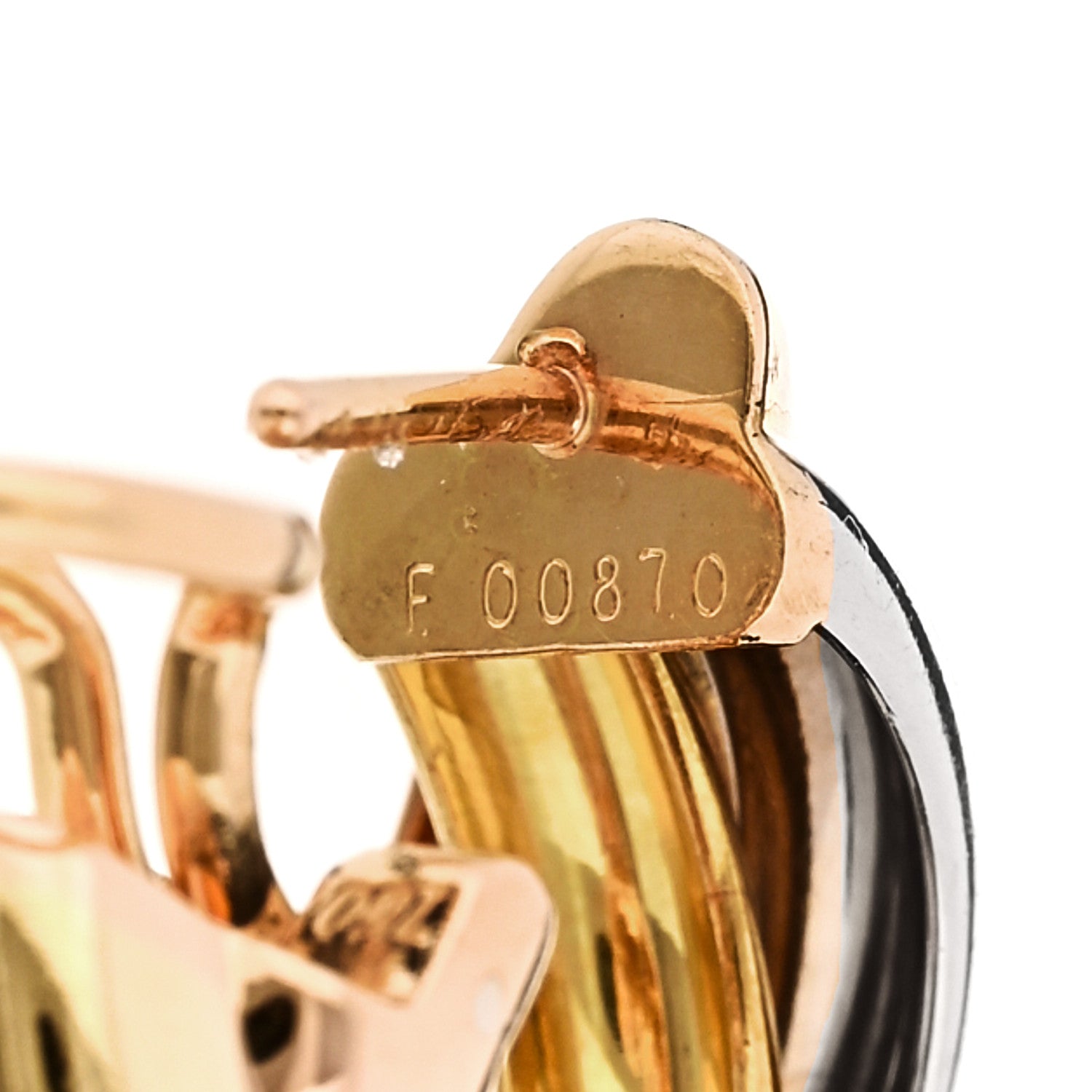 18K Pink Yellow White Gold Classic Trinity Hoop Earrings — view 5