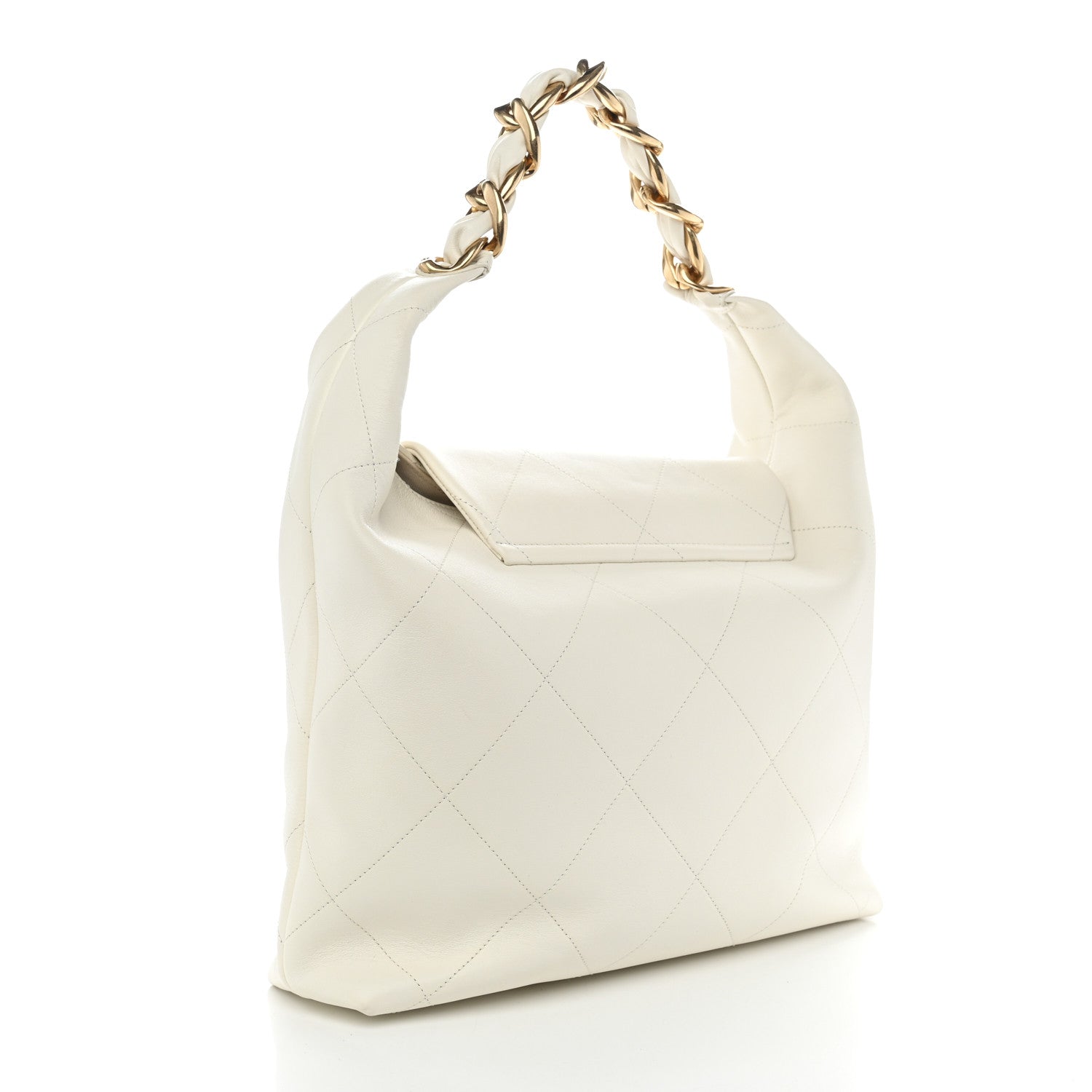 Calfskin Quilted Small Maxi Chain Hobo White — view 3