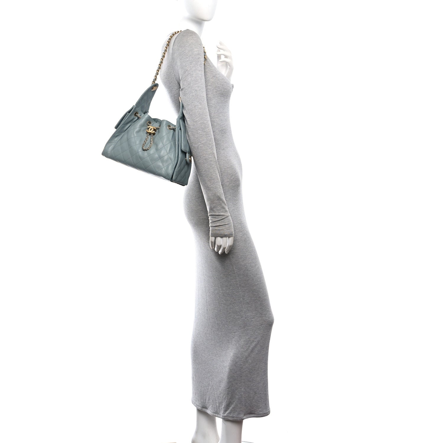 Caviar Quilted Small Chanel 25 Handbag Light Green — view 3
