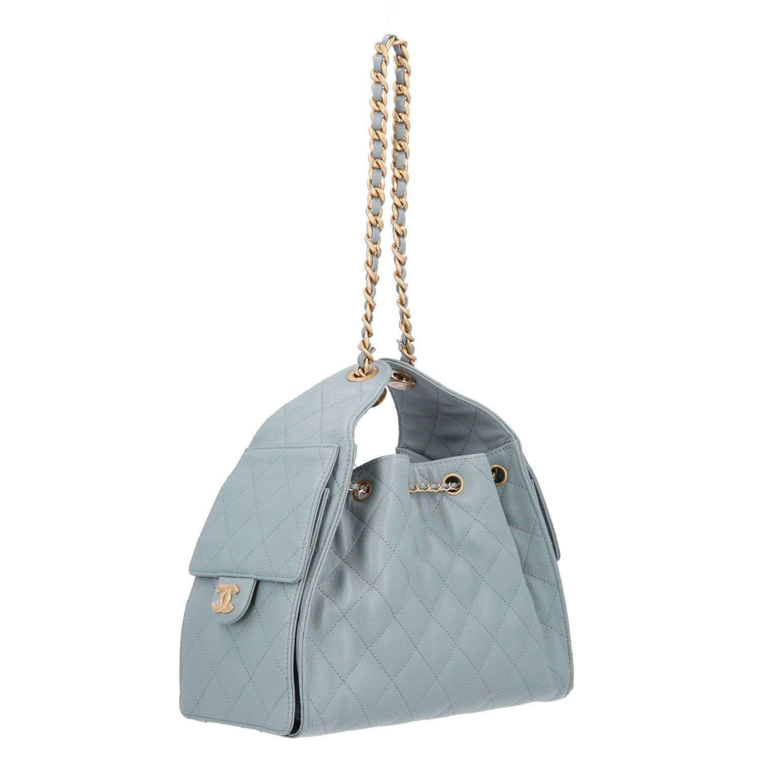 Caviar Quilted Small Chanel 25 Handbag Light Green — view 4