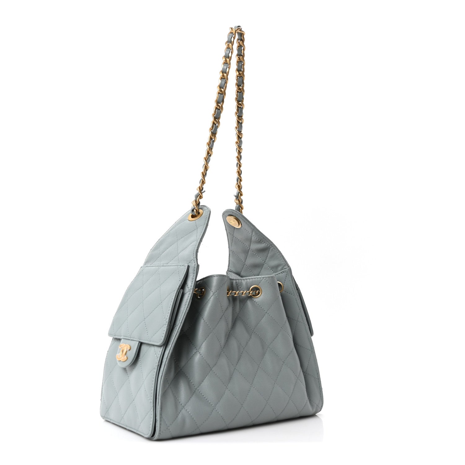 Caviar Quilted Small Chanel 25 Handbag Light Green — view 5