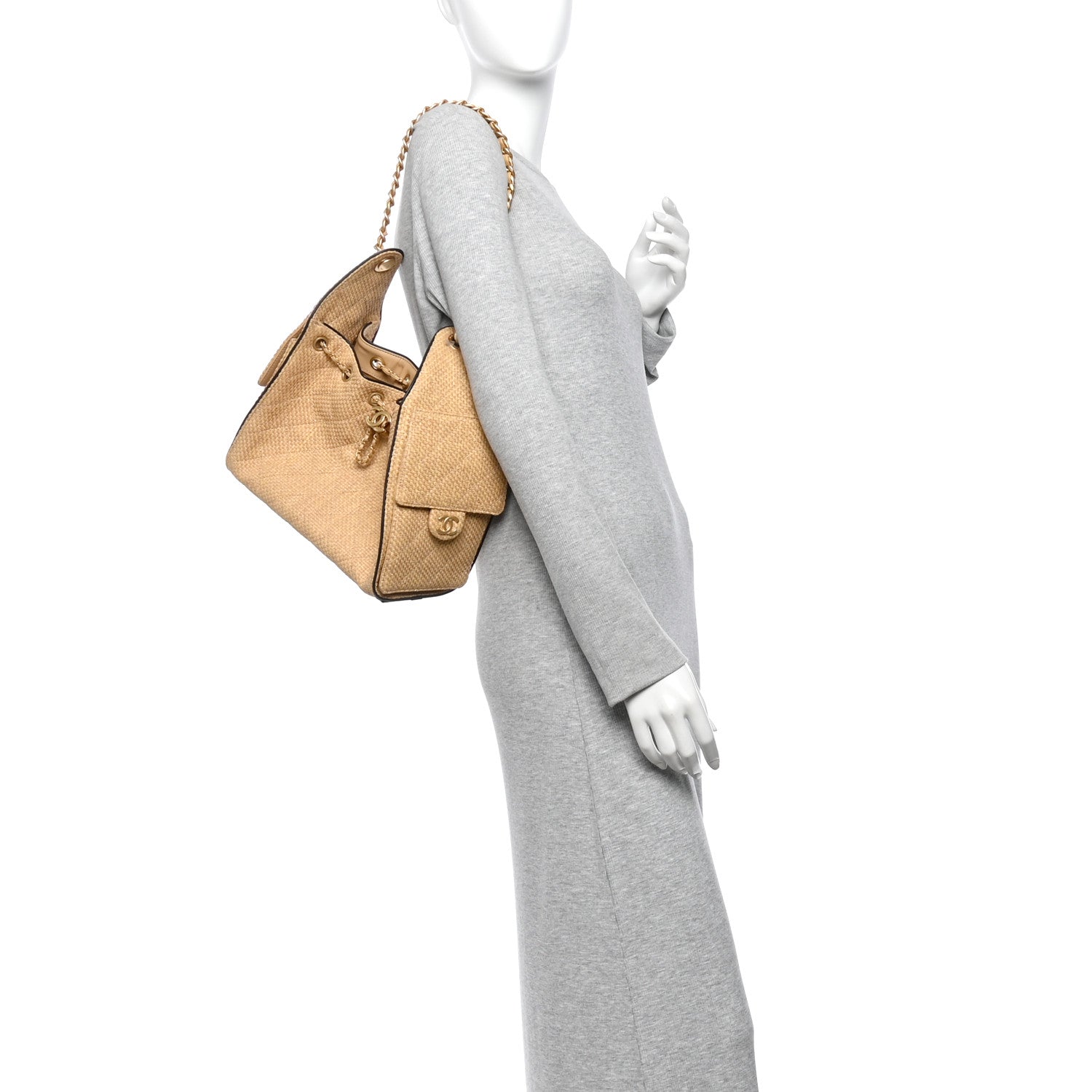 Braided Raffia Calfskin Small Chanel 25 Handbag Beige Black — view 2