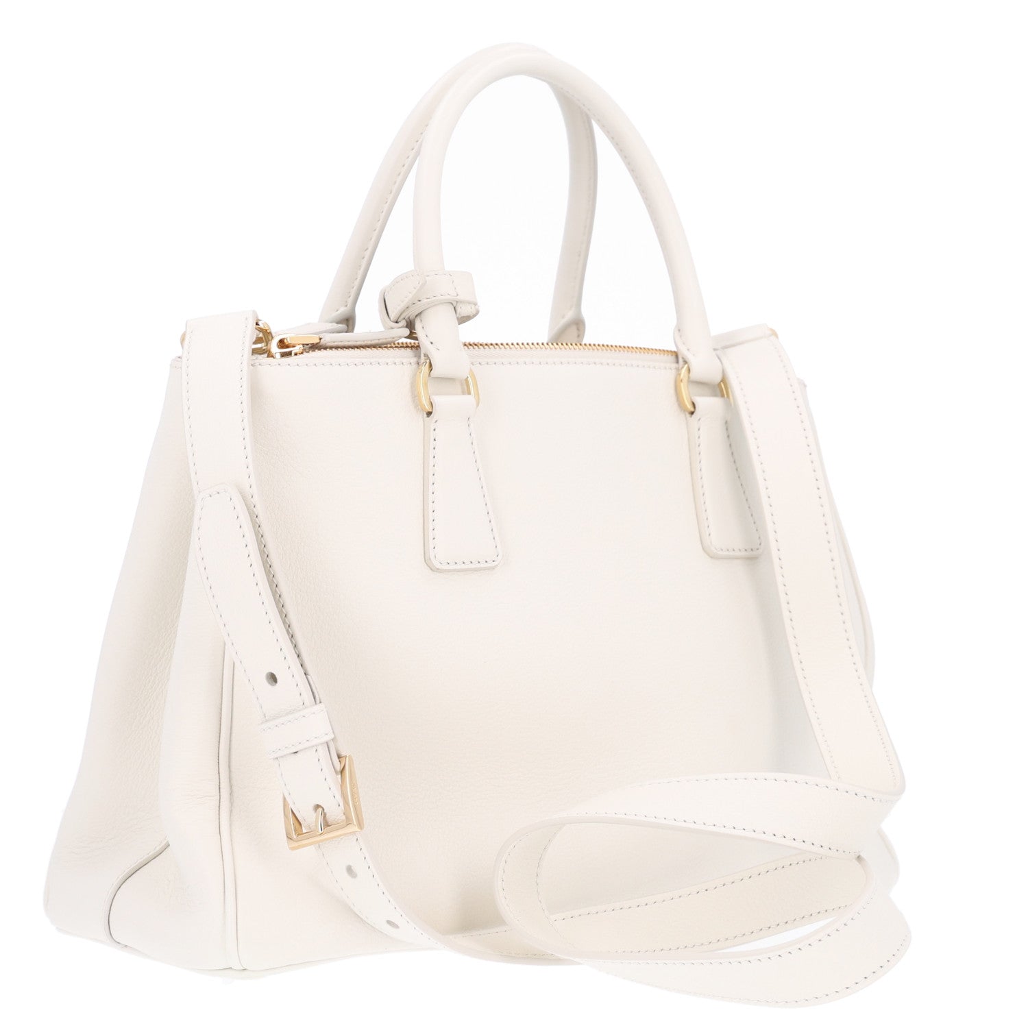 Nappa Floral Applique Large Galleria Tote White Ginestra Acqua — view 3