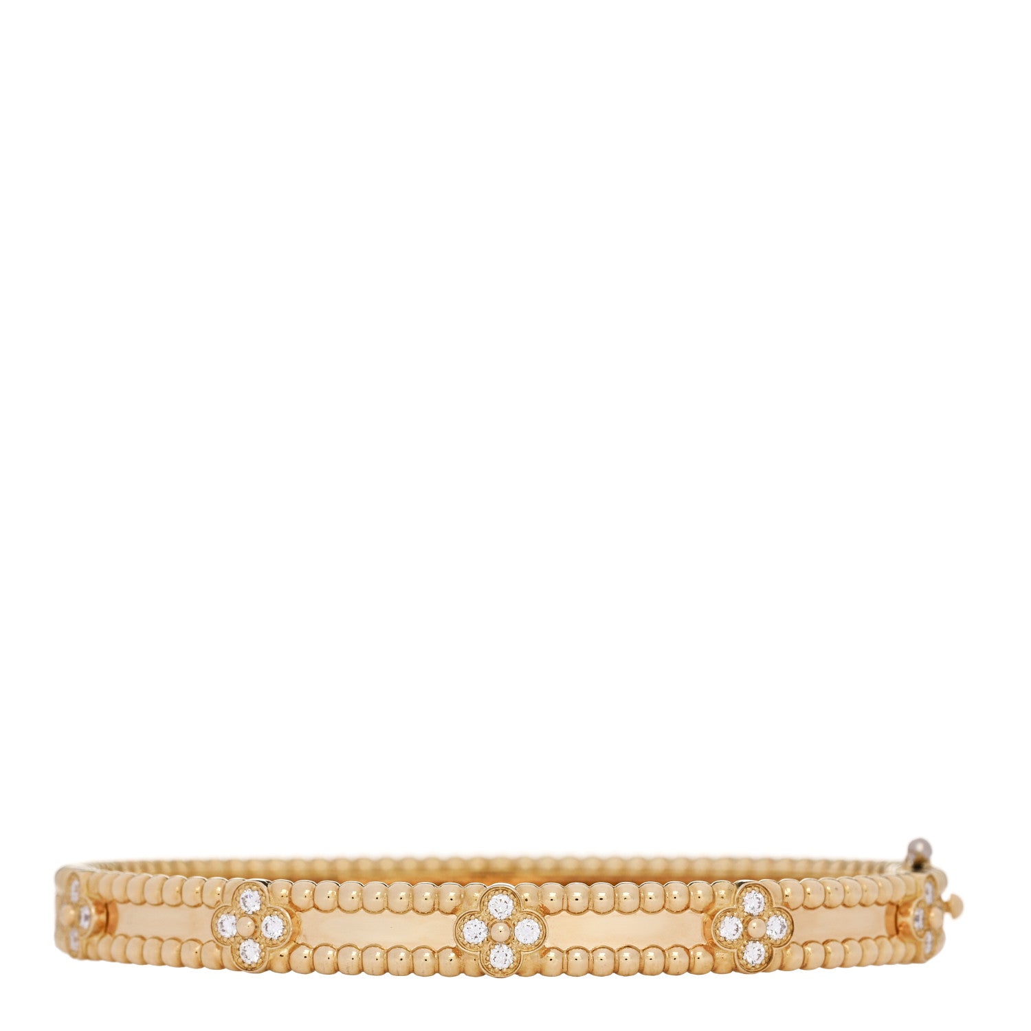 18K Yellow Gold Diamond Perlee Sweet Clovers Bracelet S — view 2