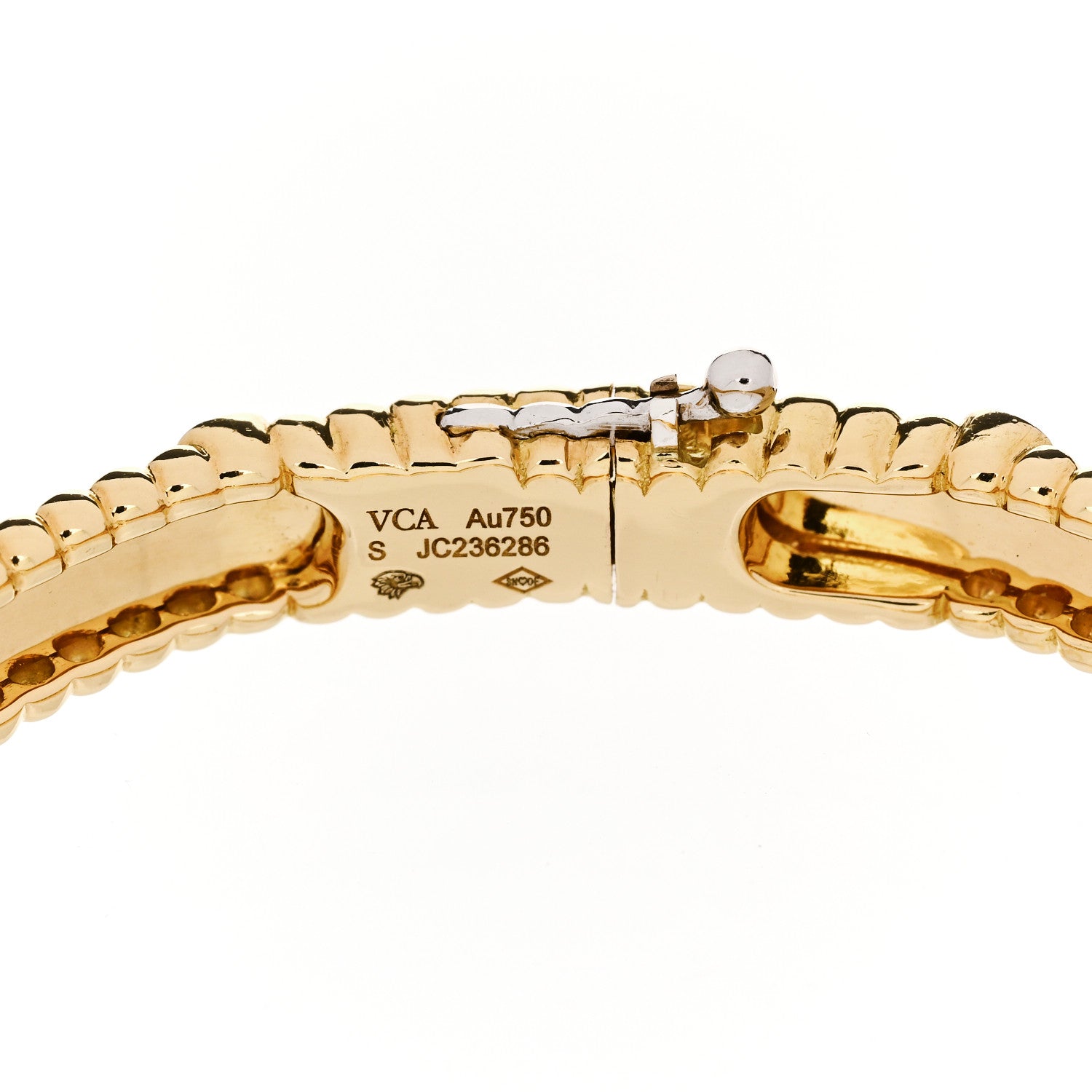 18K Yellow Gold Diamond Perlee Sweet Clovers Bracelet S — view 3