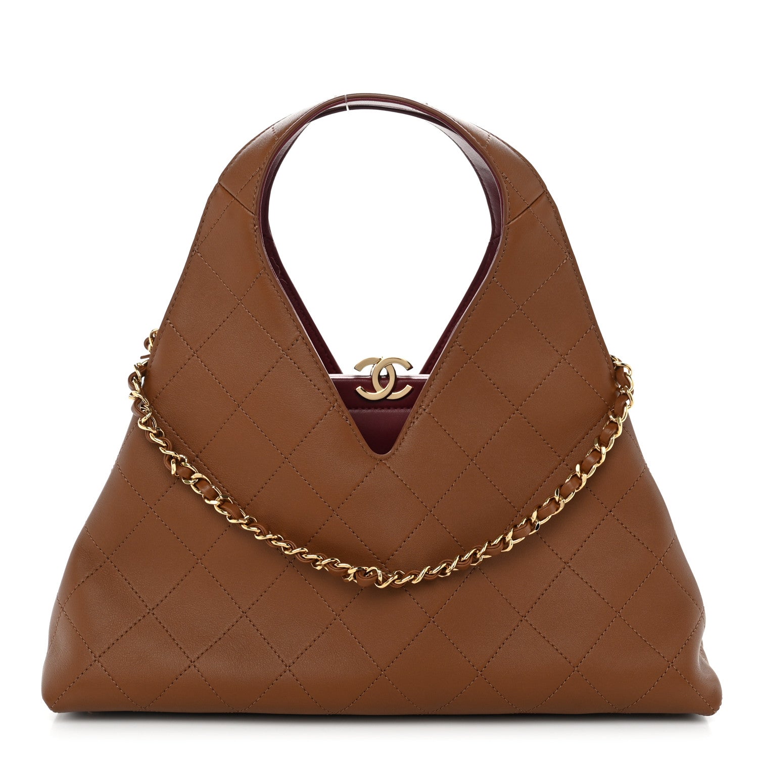 Calfskin Chic Lady Small Shopping Tote Brown