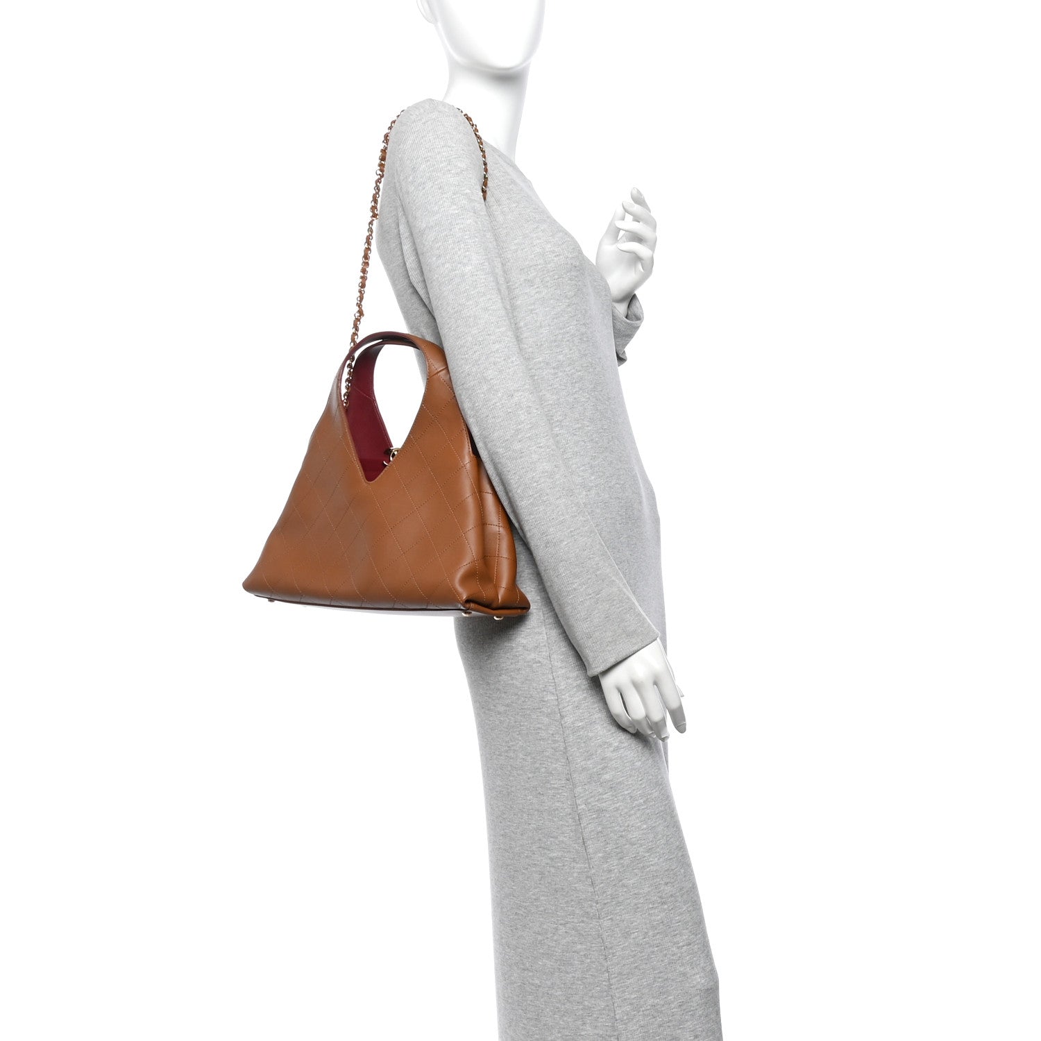 Calfskin Chic Lady Small Shopping Tote Brown — view 2