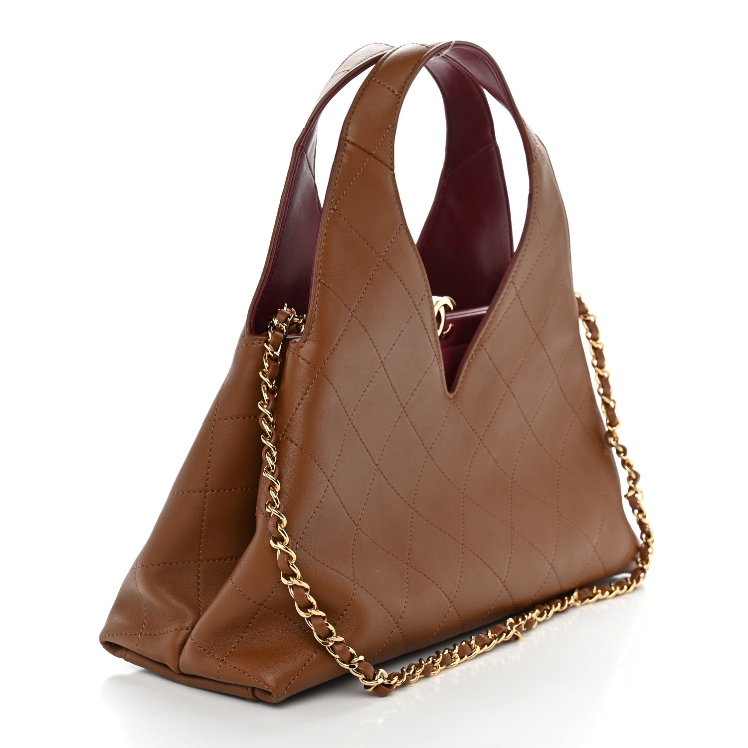 Calfskin Chic Lady Small Shopping Tote Brown — view 3