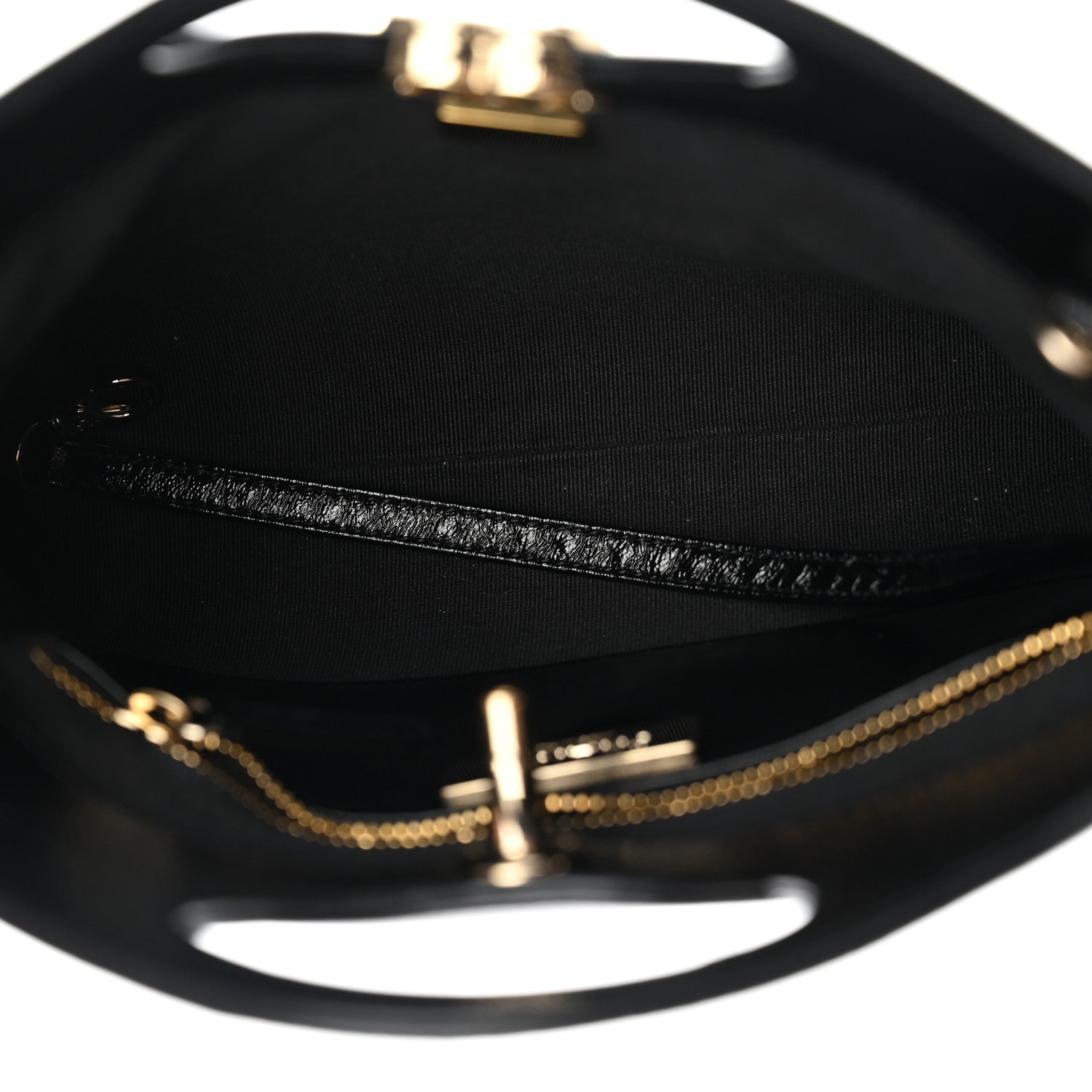Shiny Crumpled Calfskin Quilted Mini 31 Shopping Bag Black — view 5