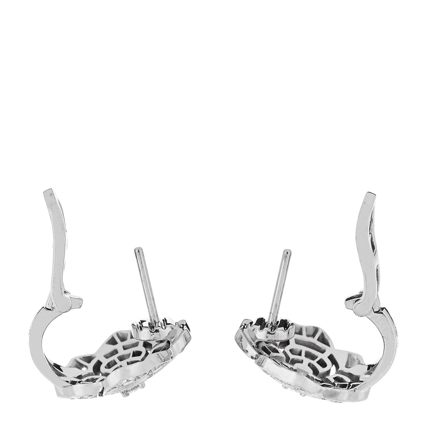 18K White Gold Diamond Bouton de Camélia Earrings — view 3
