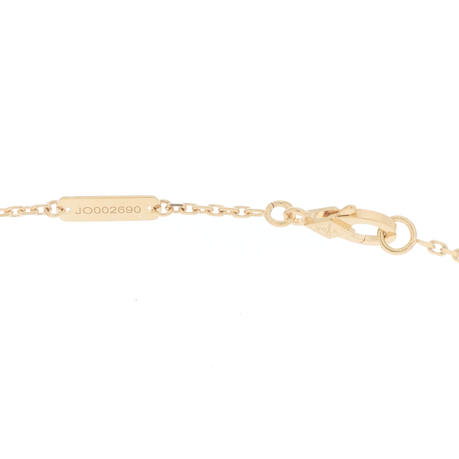 18K Yellow Gold Blue Agate Vintage Alhambra Pendant Necklace — view 4