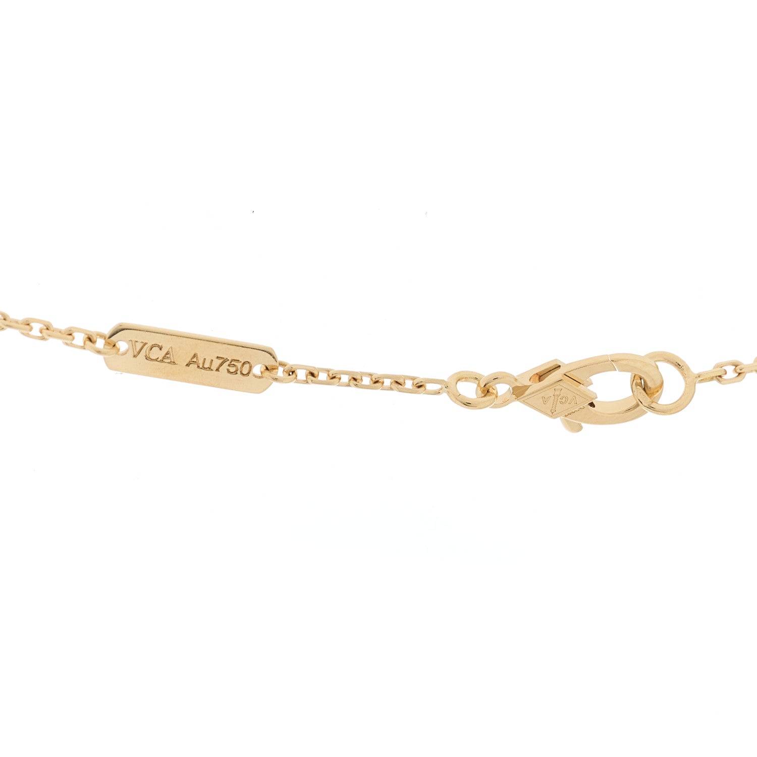 18K Yellow Gold Blue Agate Vintage Alhambra Pendant Necklace — view 5