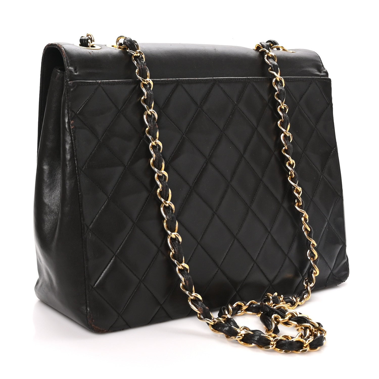 Lambskin Quilted CC Maxi Jumbo Single Flap Brown — view 3