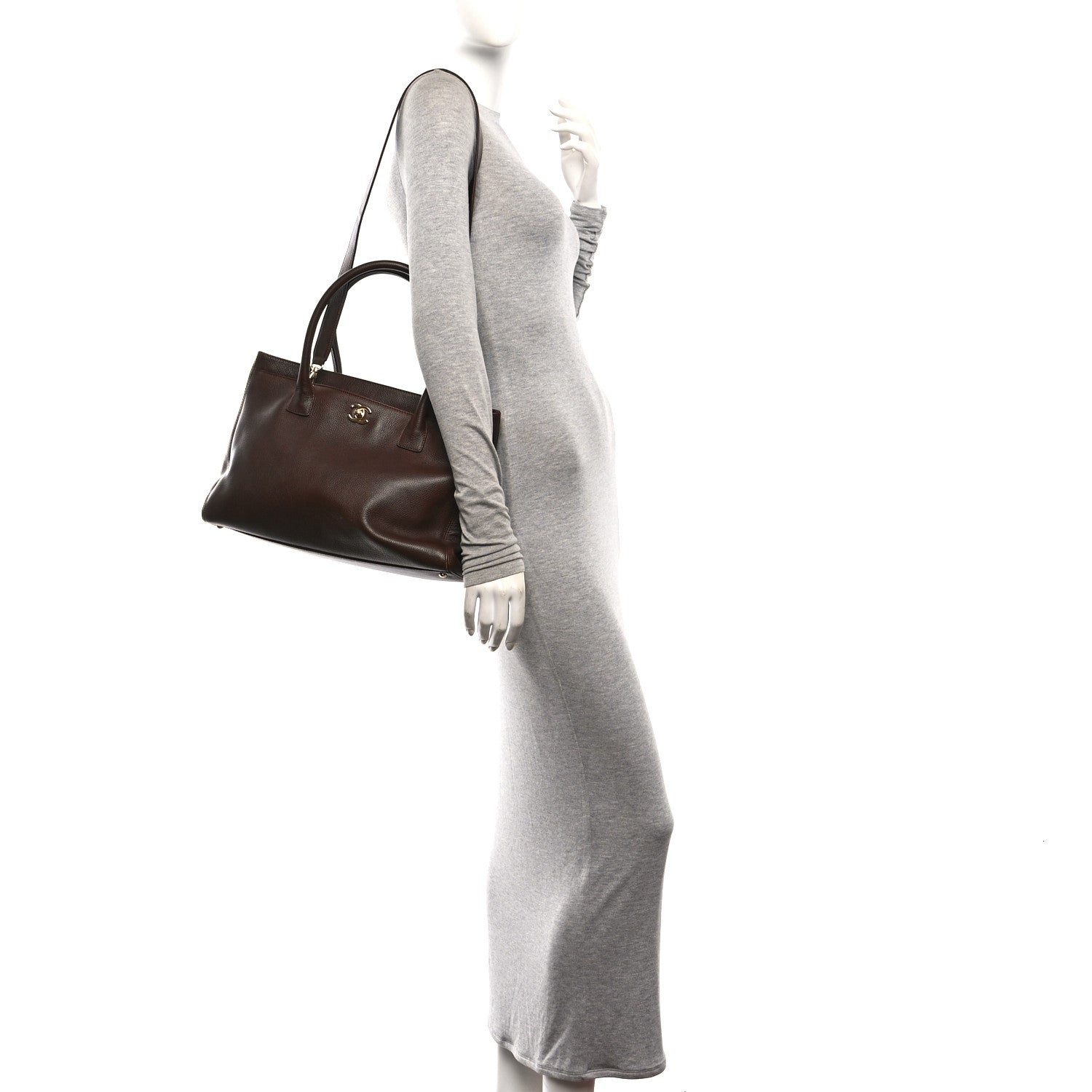 Calfskin Cerf Executive Shopper Tote Brown — view 2