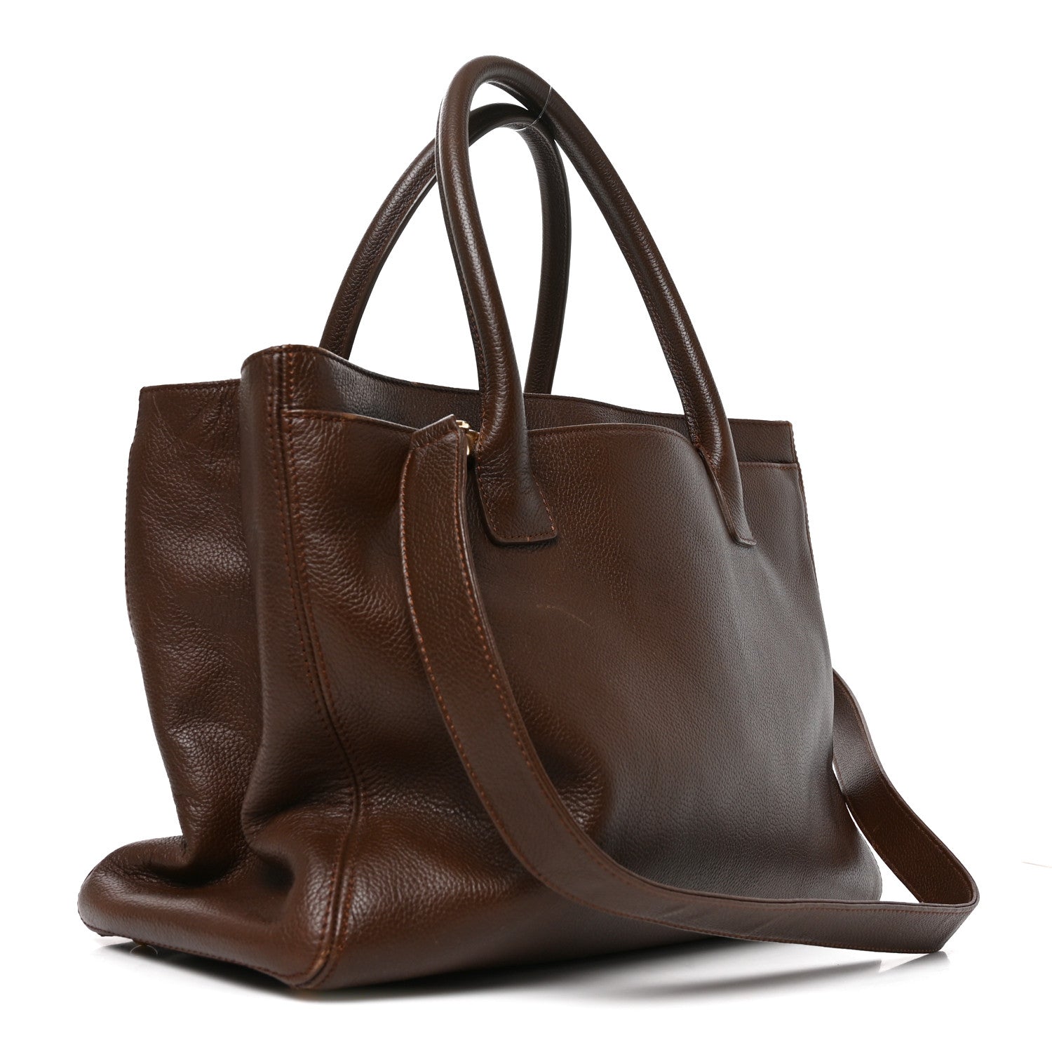 Calfskin Cerf Executive Shopper Tote Brown — view 3
