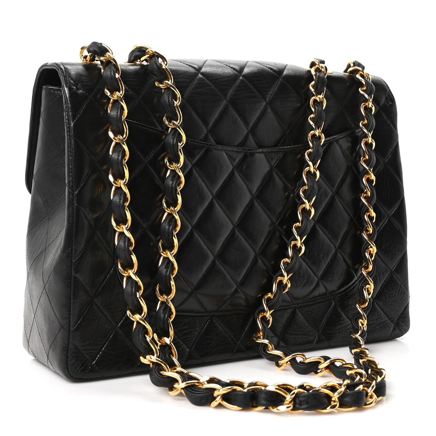 Lambskin Quilted XL Jumbo Single Flap Black — view 3