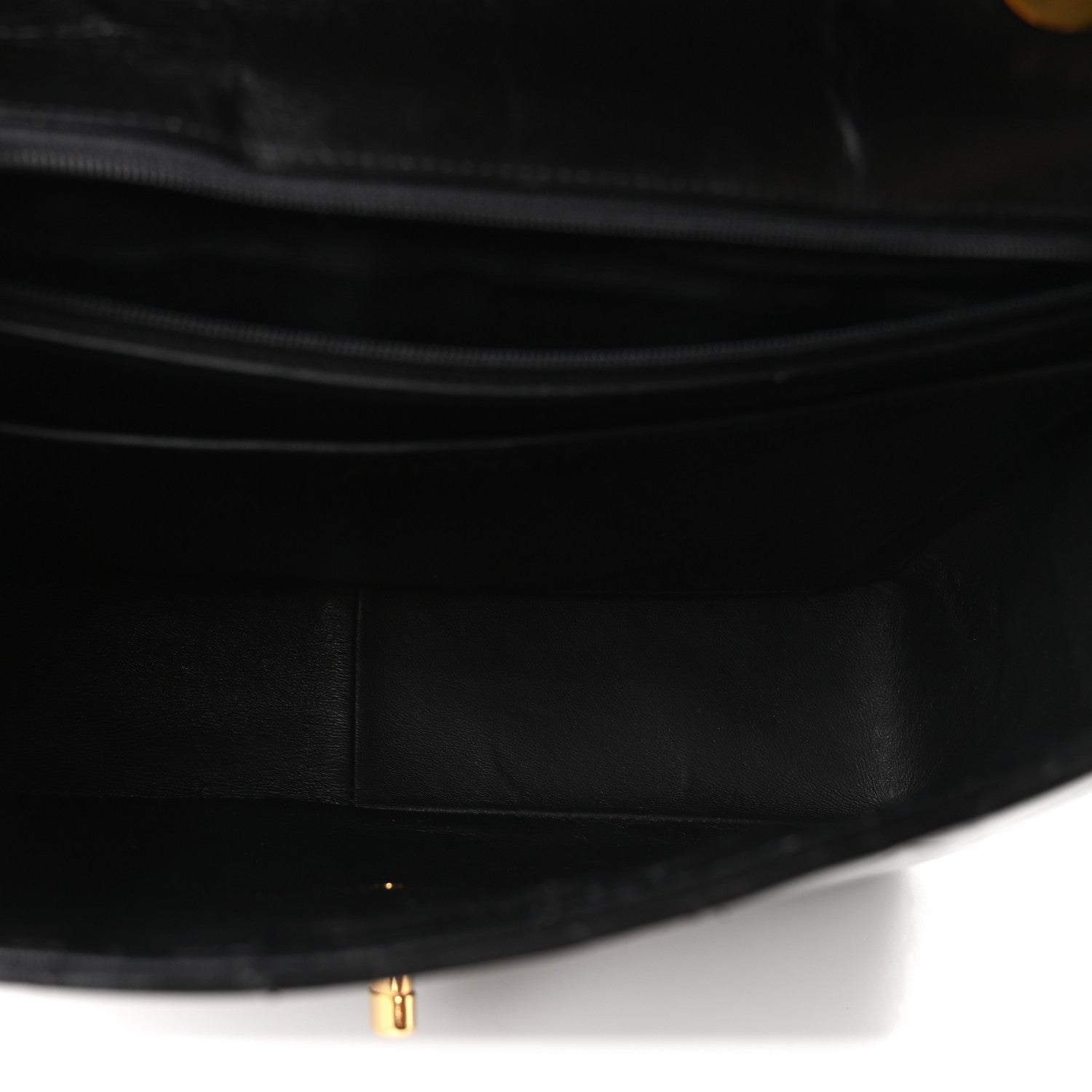 Lambskin Quilted XL Jumbo Single Flap Black — view 5