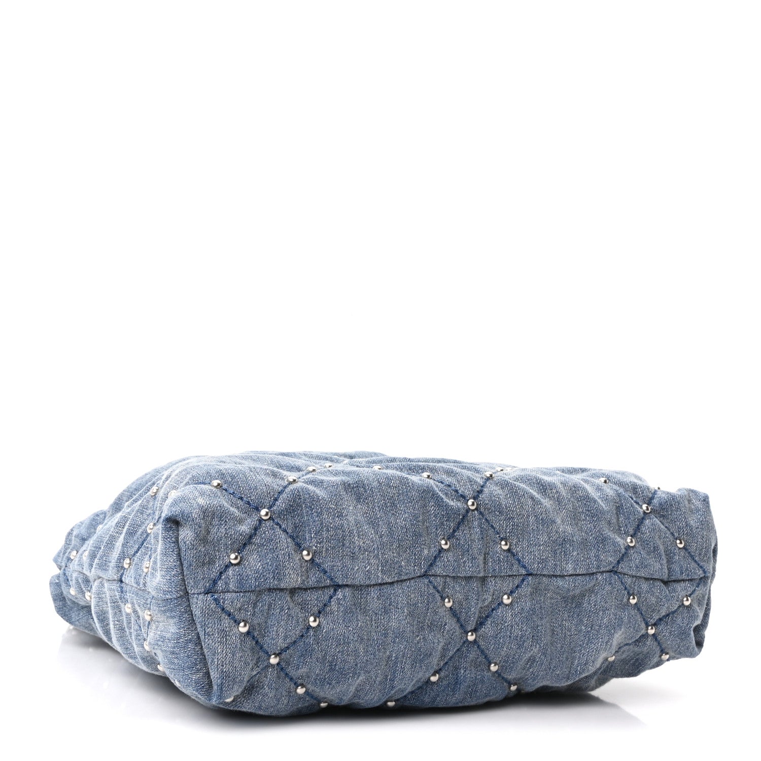 Washed Denim Quilted Studded Small Chanel 22 Blue — view 5