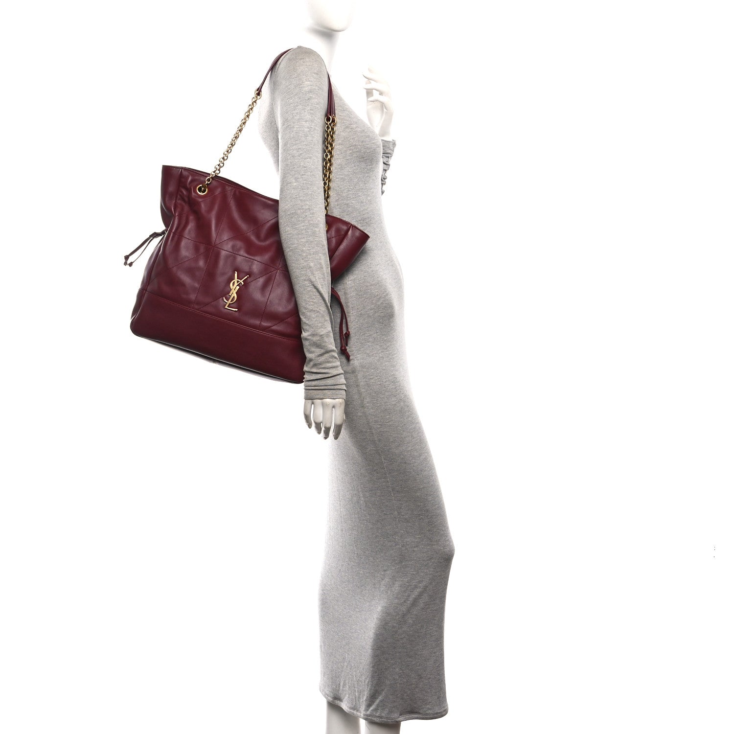Lambskin Medium Jamie Shopping Tote Bordeaux — view 2
