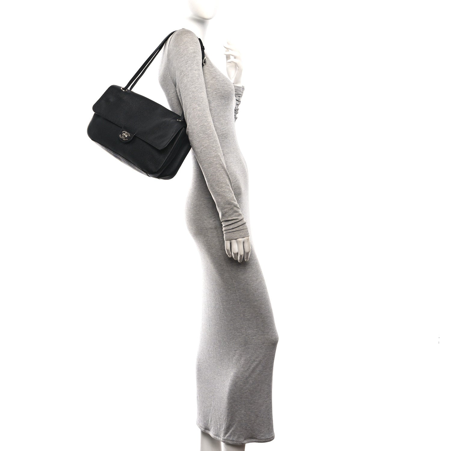 Grained Calfskin Small Souplissimo Maxi Flap Black — view 2