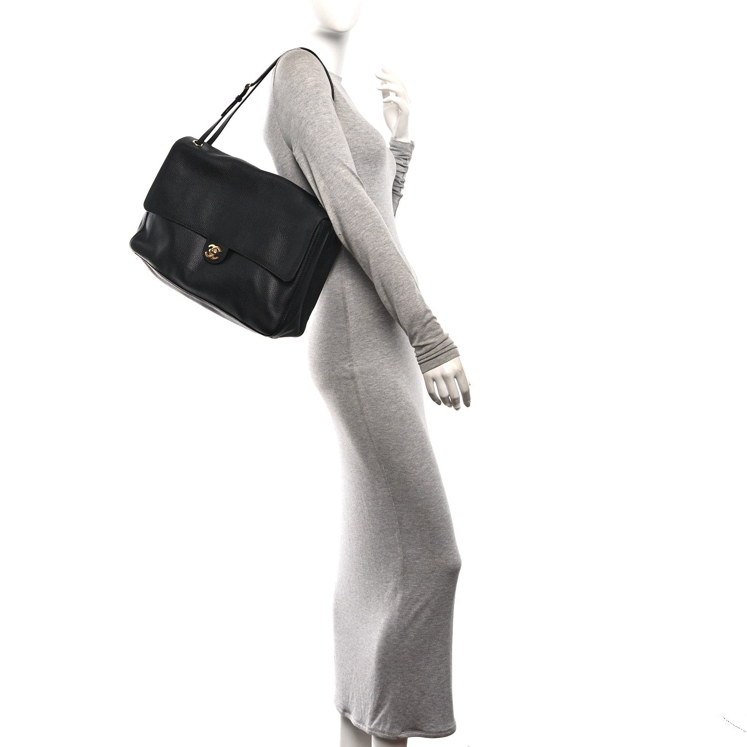 Grained Calfskin Souplissimo Maxi Flap Black — view 2