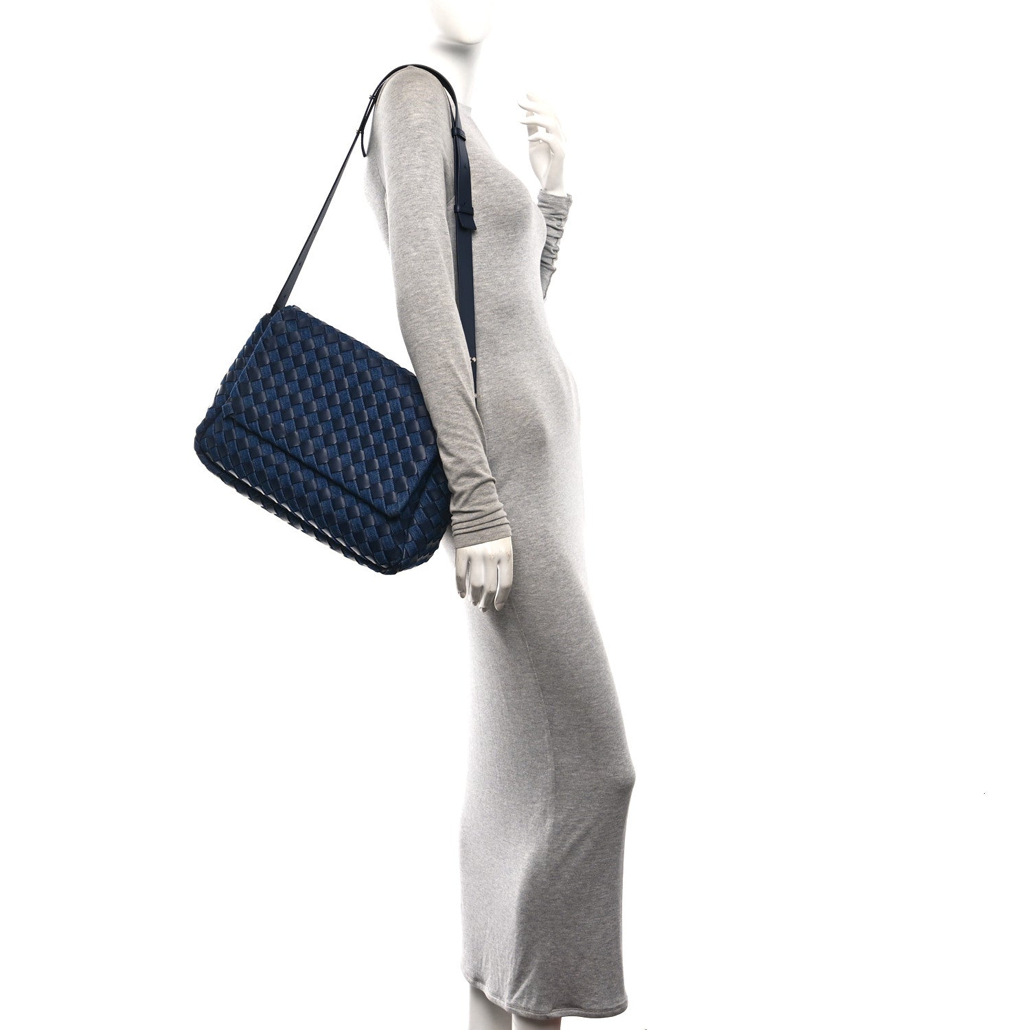 Denim Nappa Intrecciato Padded Messenger Abyss Indigo — view 2
