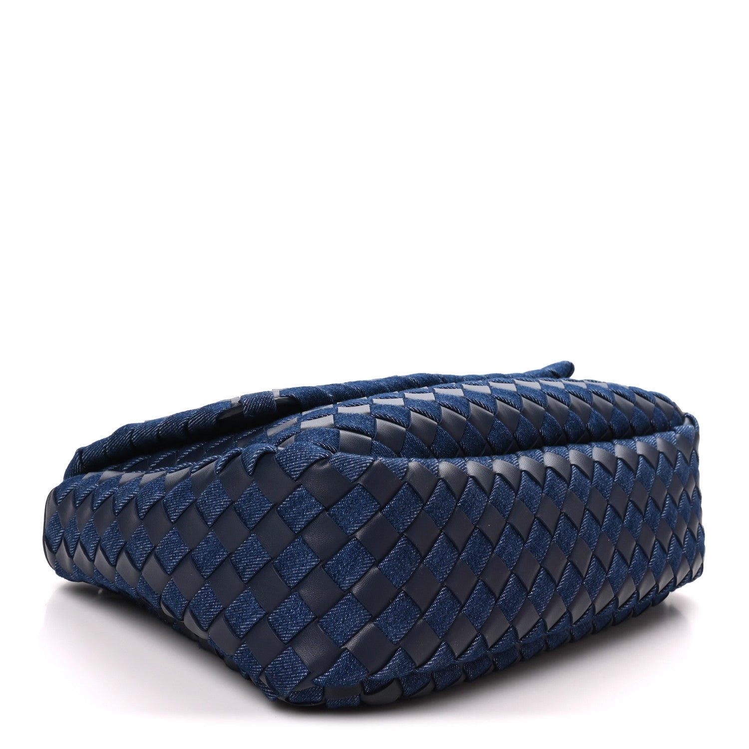 Denim Nappa Intrecciato Padded Messenger Abyss Indigo — view 4
