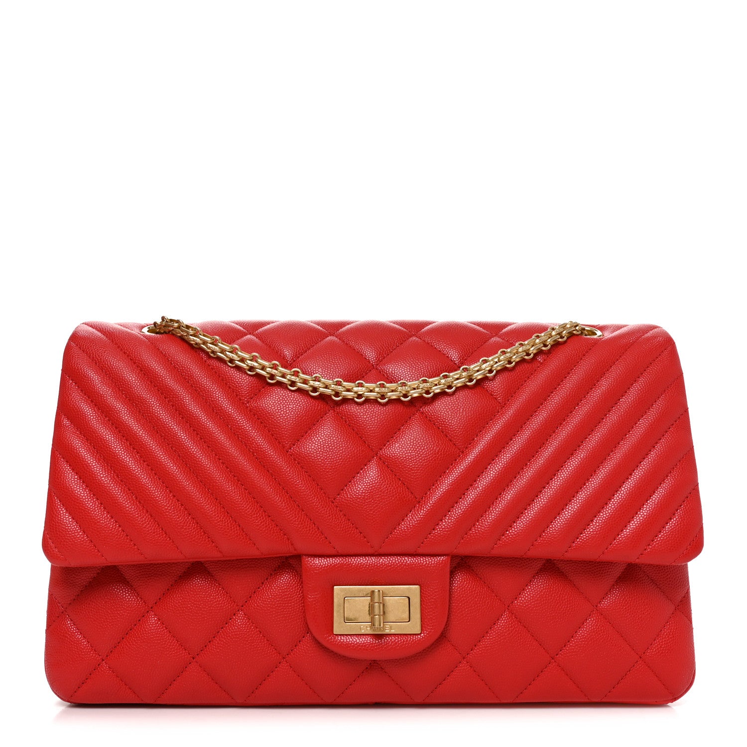 Caviar Chevron Quilted 2.55 Reissue 227 Flap Red