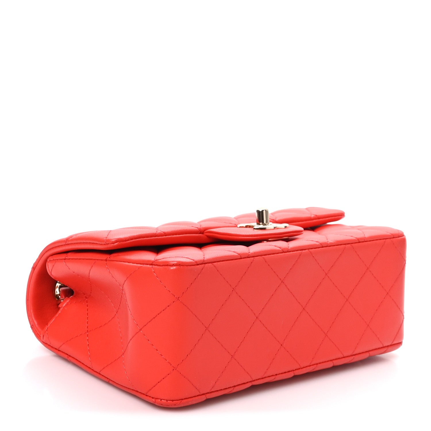 Lambskin Quilted Mini Rectangular Flap Red — view 4