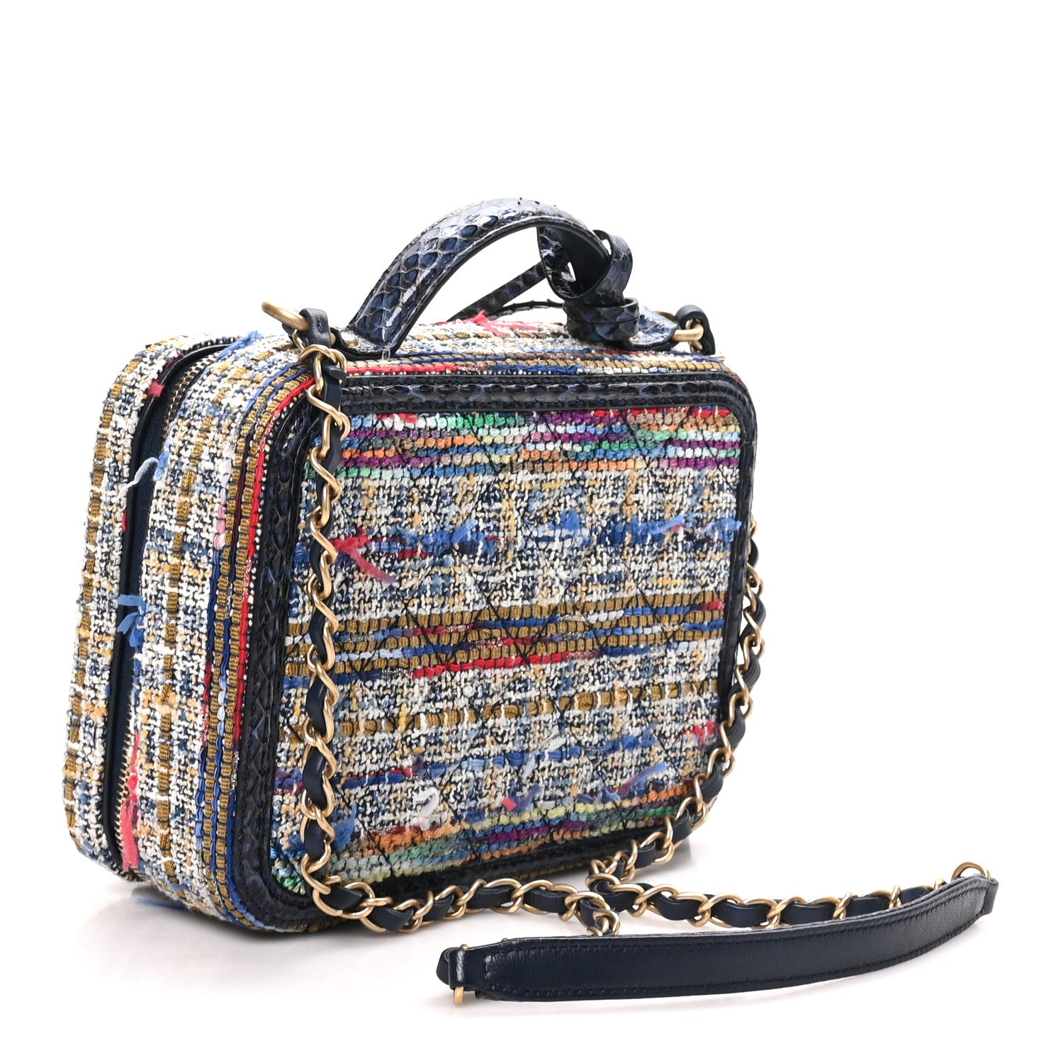 Tweed Snakeskin Quilted Medium CC Filigree Vanity Case Multicolor — view 3