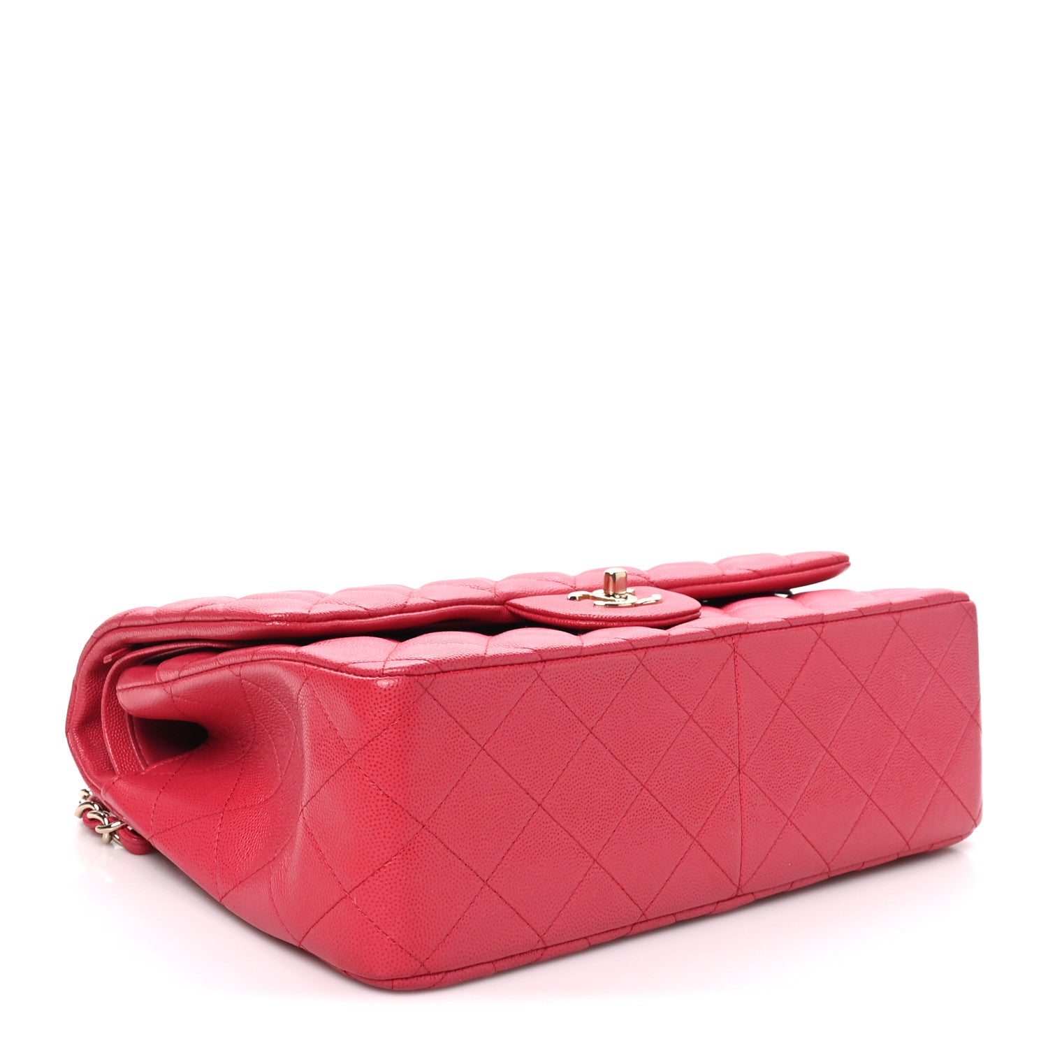 Caviar Quilted Jumbo Double Flap Dark Pink — view 4