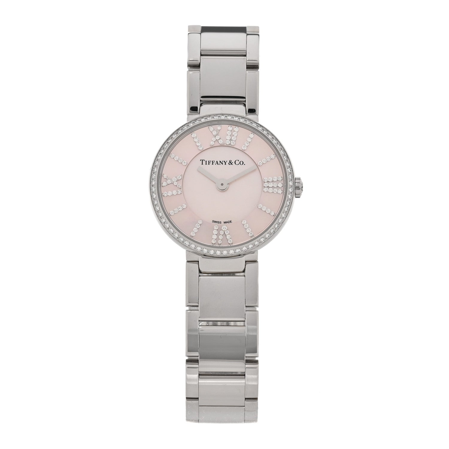 Stainless Steel Diamond Bezel 24mm Atlas 2-Hand Quartz Watch Silver