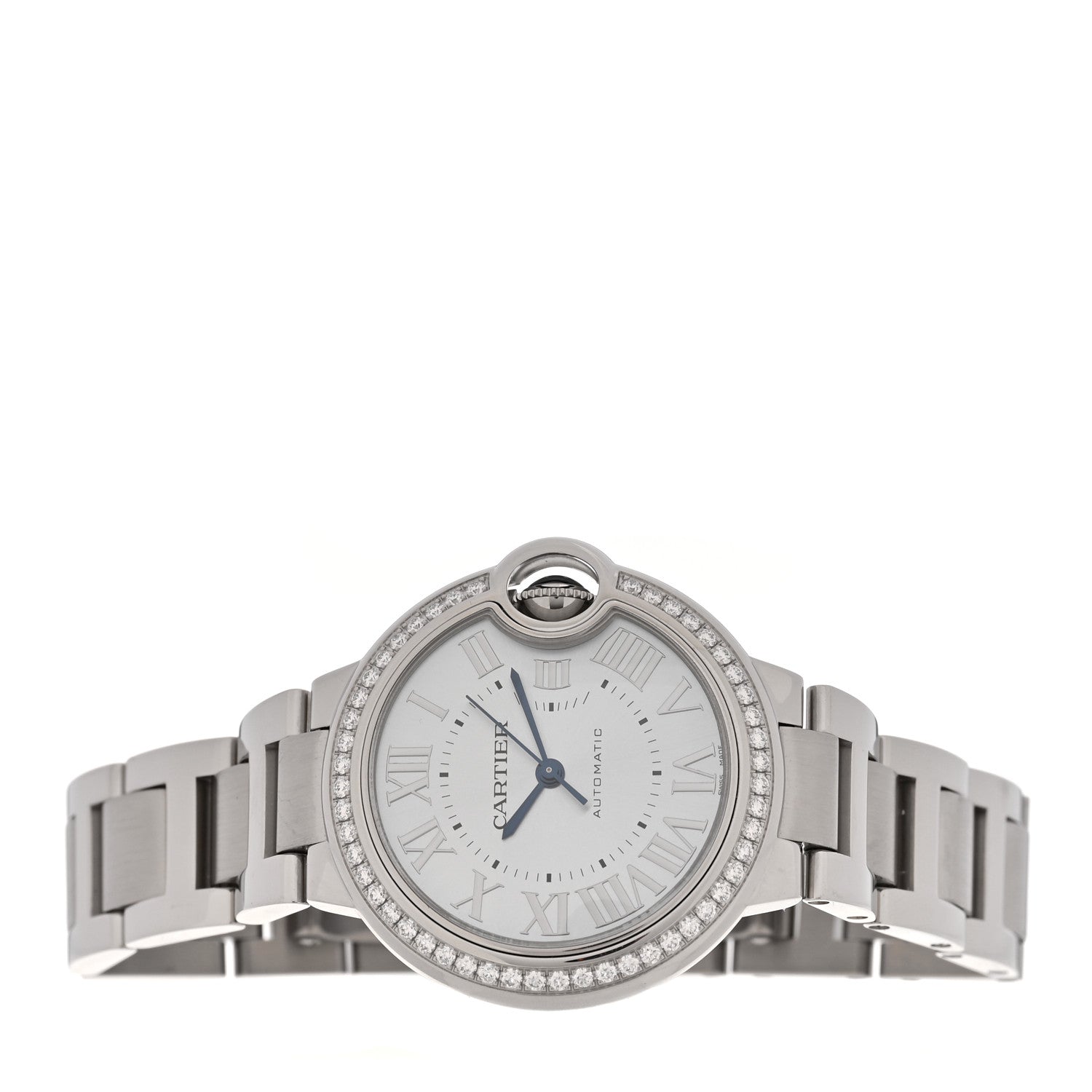 Stainless Steel Diamond Bezel 33mm Ballon Bleu De Cartier Automatic Watch Blue — view 2