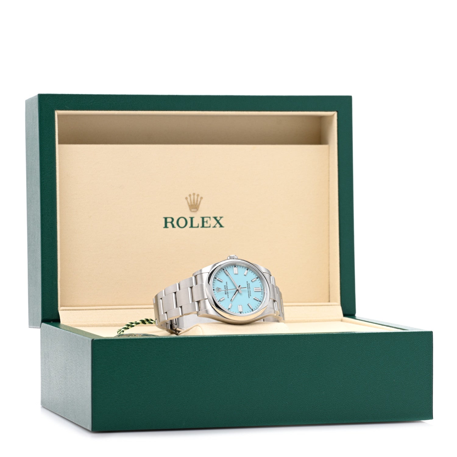 Stainless Steel 36mm Oyster Perpetual Watch Turquoise 126000 — view 5