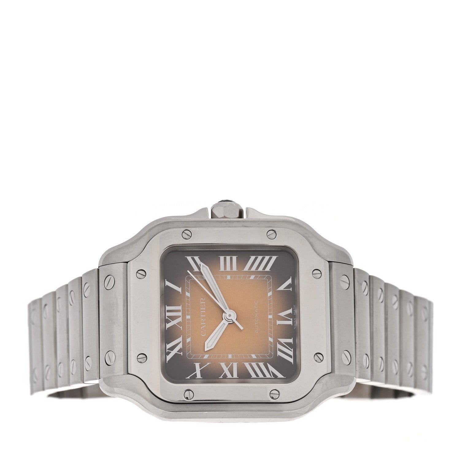 Stainless Steel 35mm Santos de Cartier Automatic Watch Brown — view 2