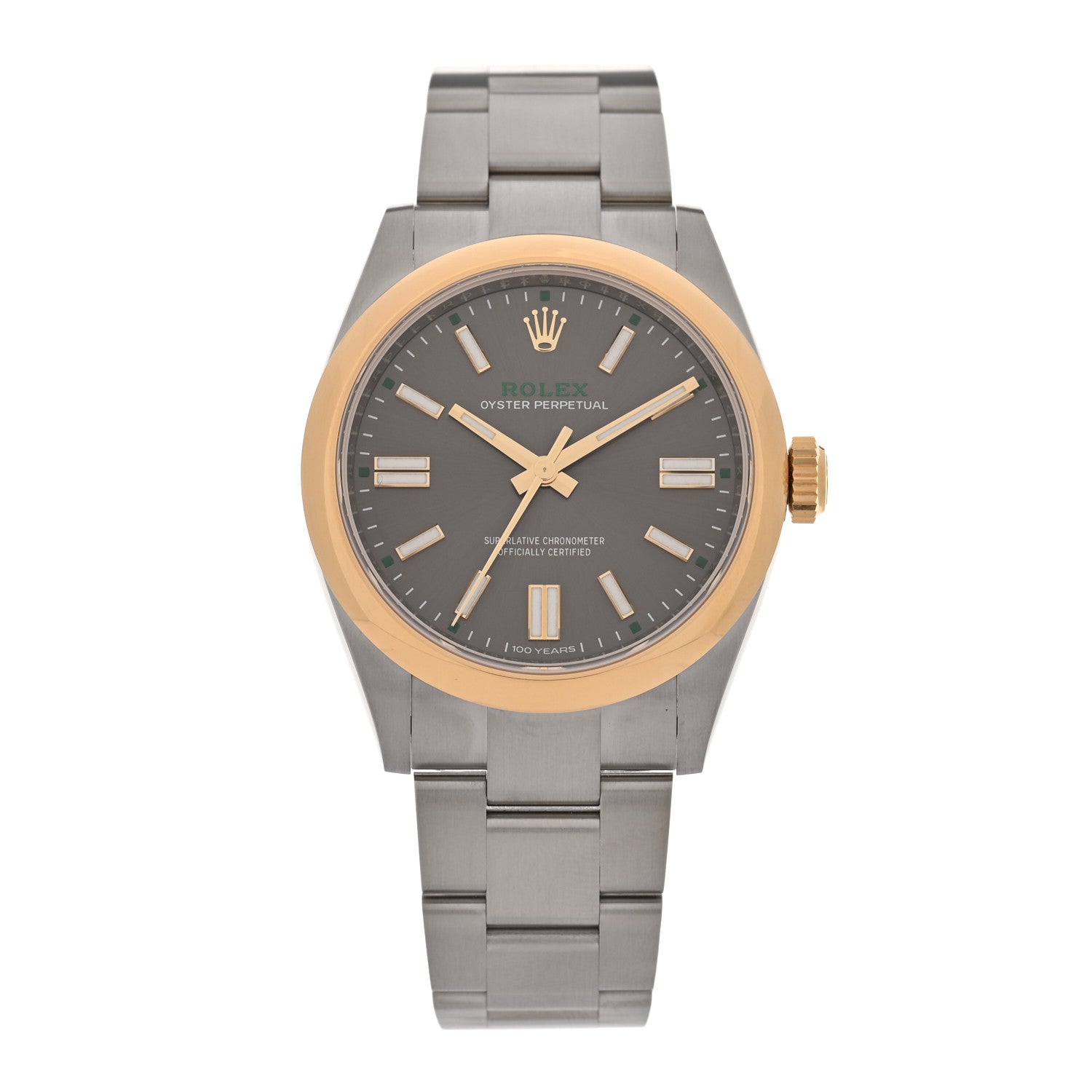 Stainless Steel 18K Yellow Gold 41mm Oyster Perpetual 100th Anniversary Watch Slate 134303