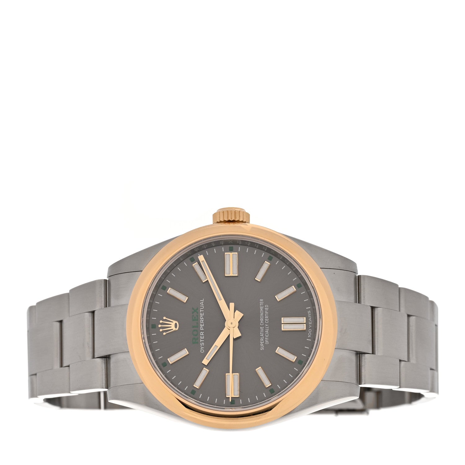 Stainless Steel 18K Yellow Gold 41mm Oyster Perpetual 100th Anniversary Watch Slate 134303 — view 2