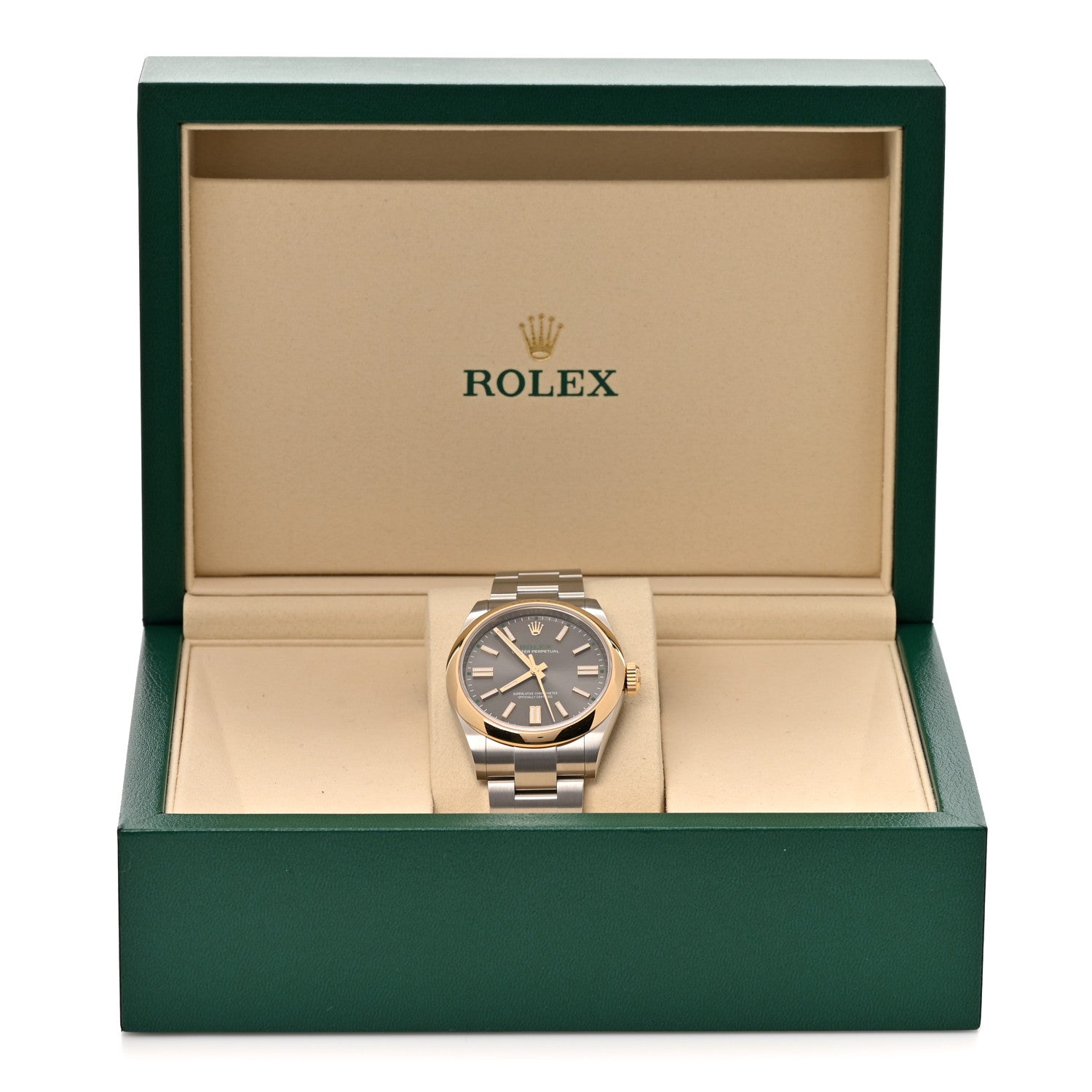 Stainless Steel 18K Yellow Gold 41mm Oyster Perpetual 100th Anniversary Watch Slate 134303 — view 5