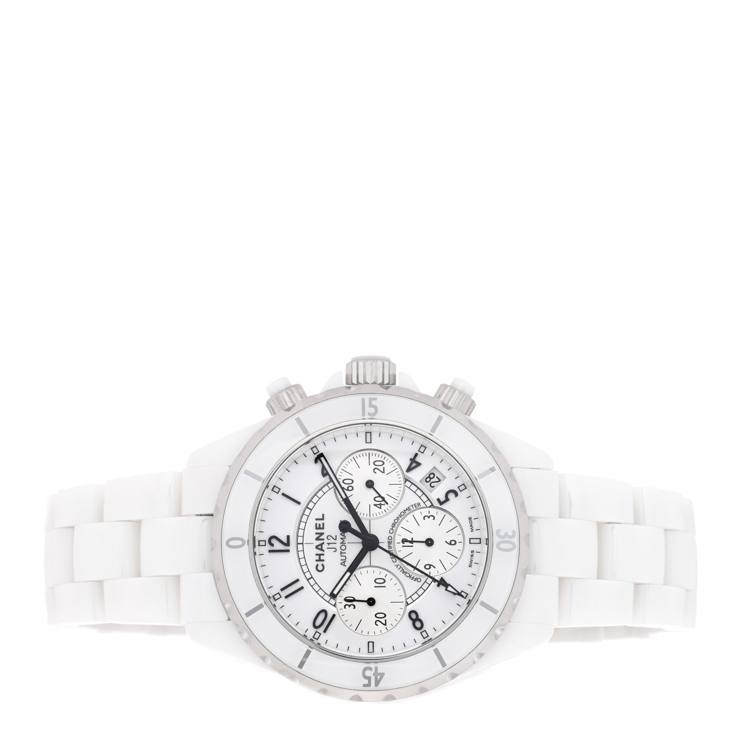 Stainless Steel Ceramic 41mm J12 Chronograph Automatic Watch White — view 2