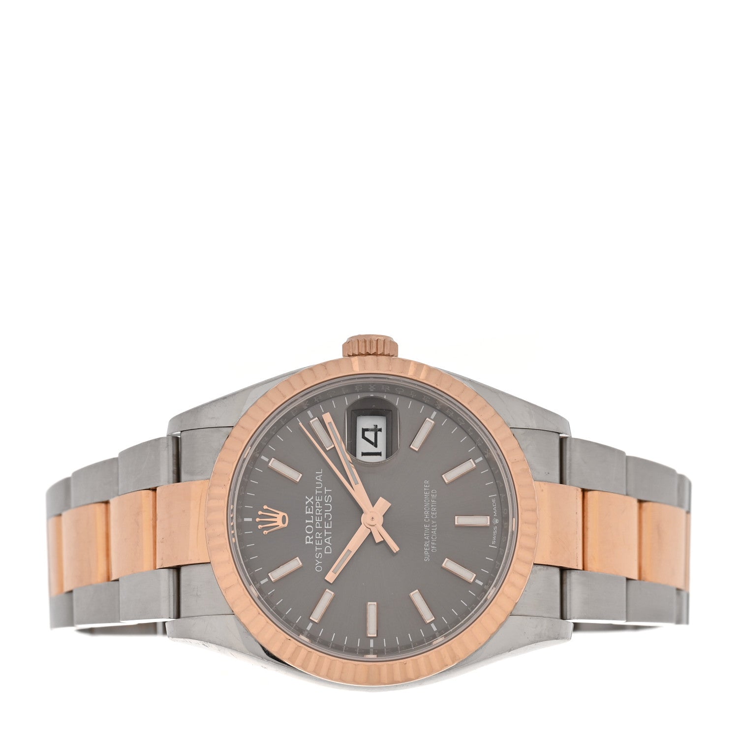 Stainless Steel 18K Everose Gold 36mm Oyster Perpetual Datejust Watch Slate 126231 — view 2