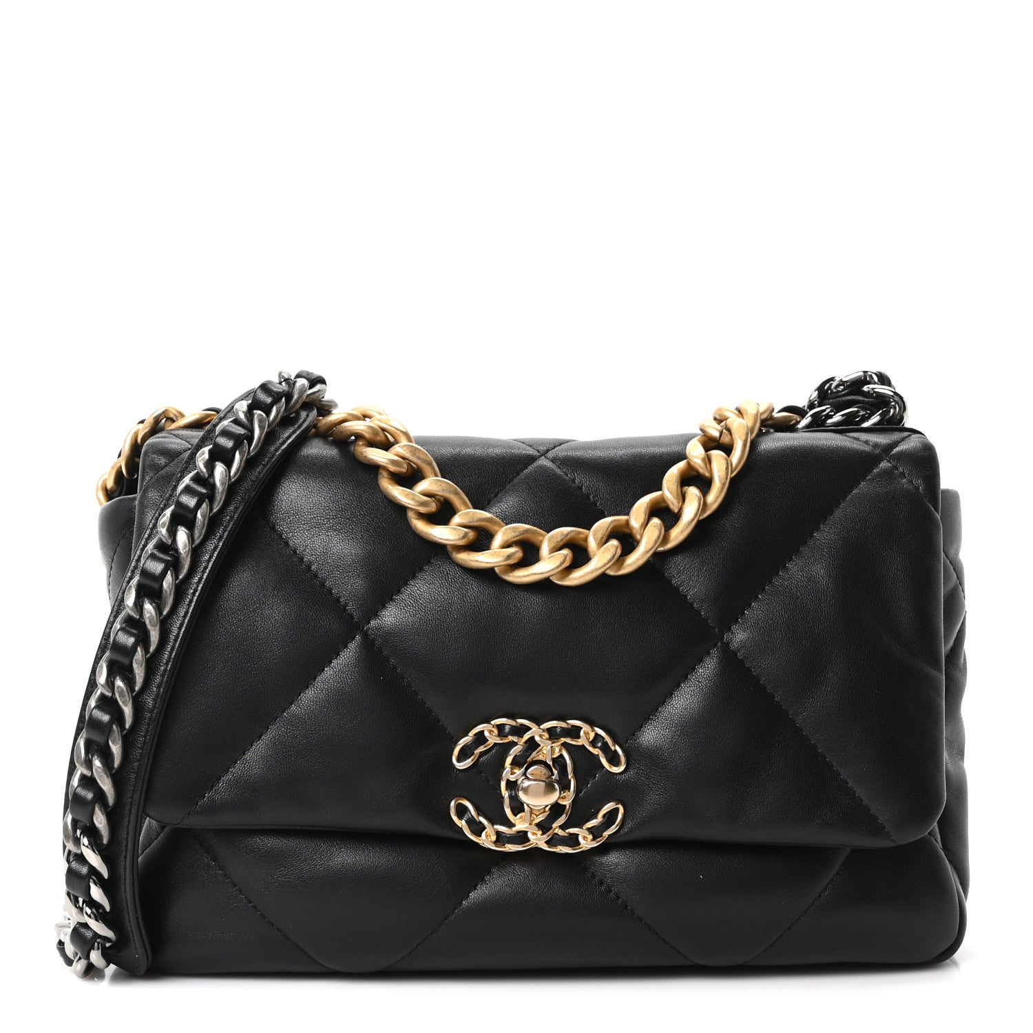 Lambskin Quilted Medium Chanel 19 Flap Black