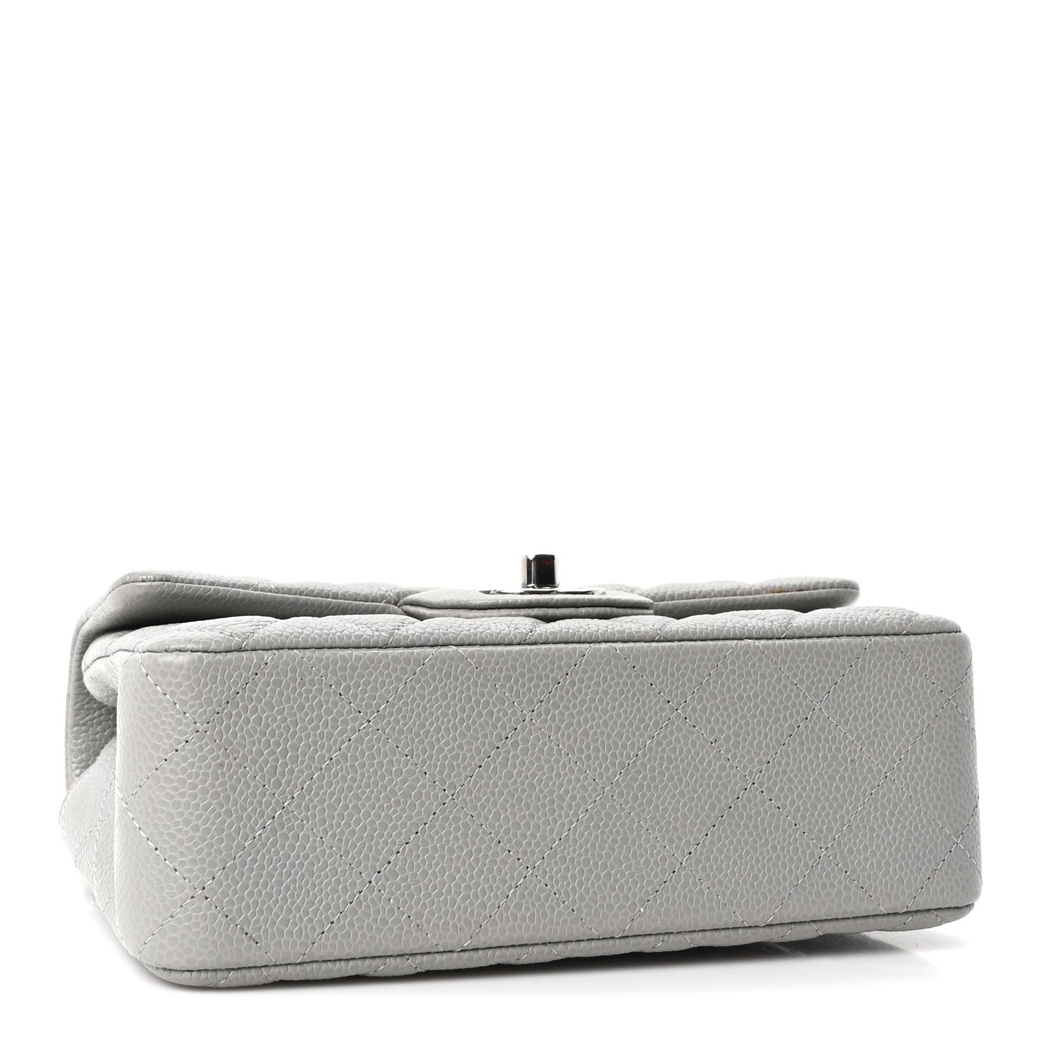 Caviar Quilted Mini Rectangular Flap Light Grey — view 4